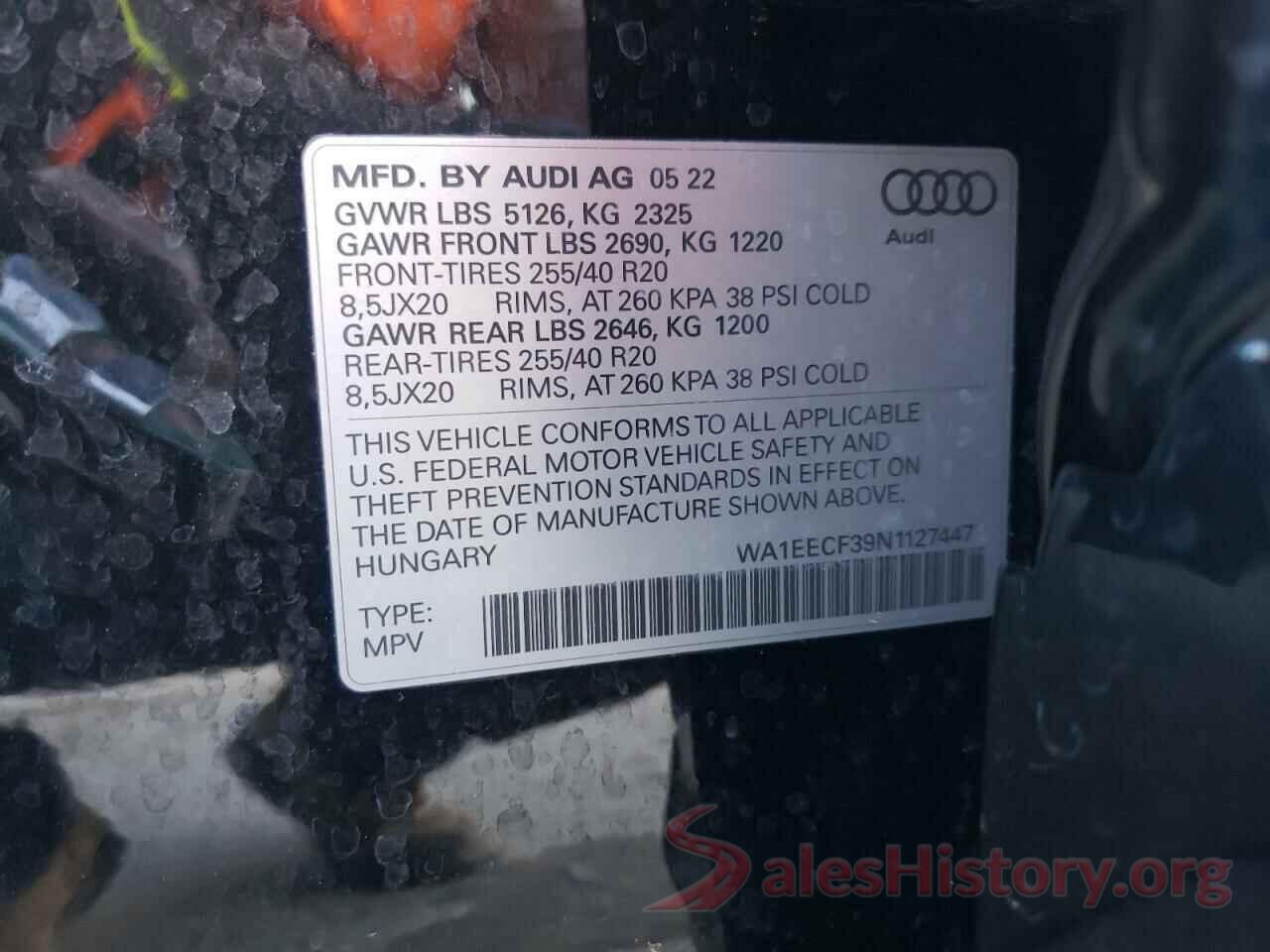 WA1EECF39N1127447 2022 AUDI Q3