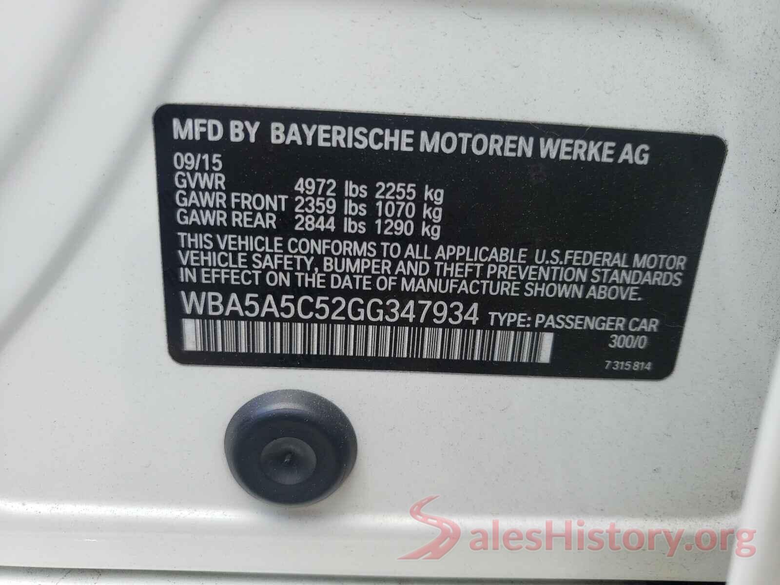 WBA5A5C52GG347934 2016 BMW 5 SERIES