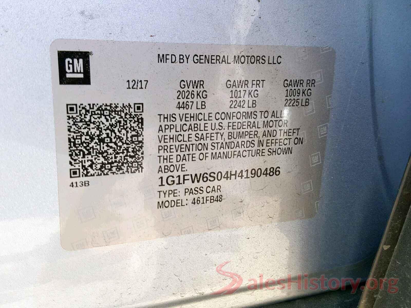 1G1FW6S04H4190486 2017 CHEVROLET BOLT