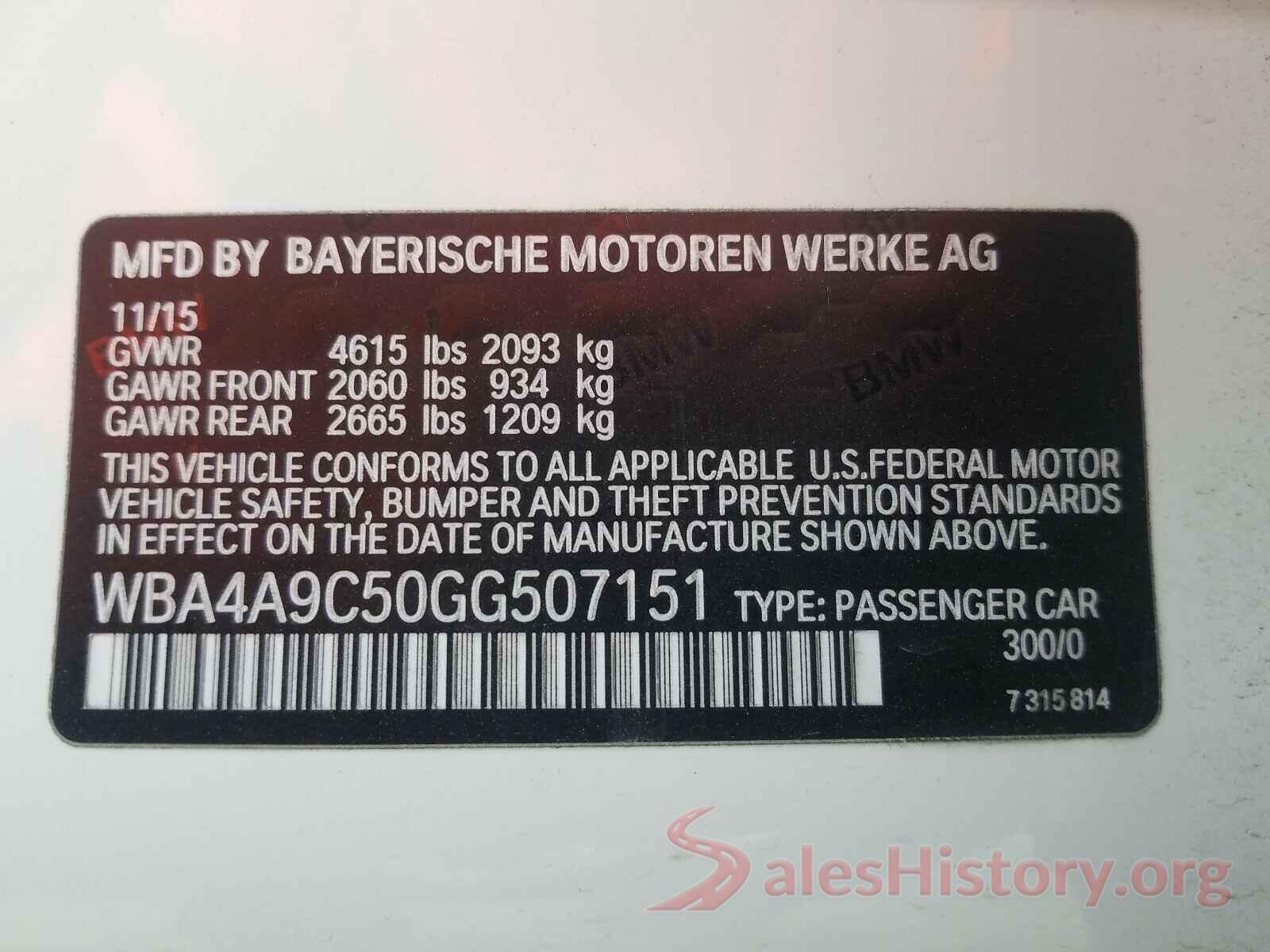 WBA4A9C50GG507151 2016 BMW 4 SERIES