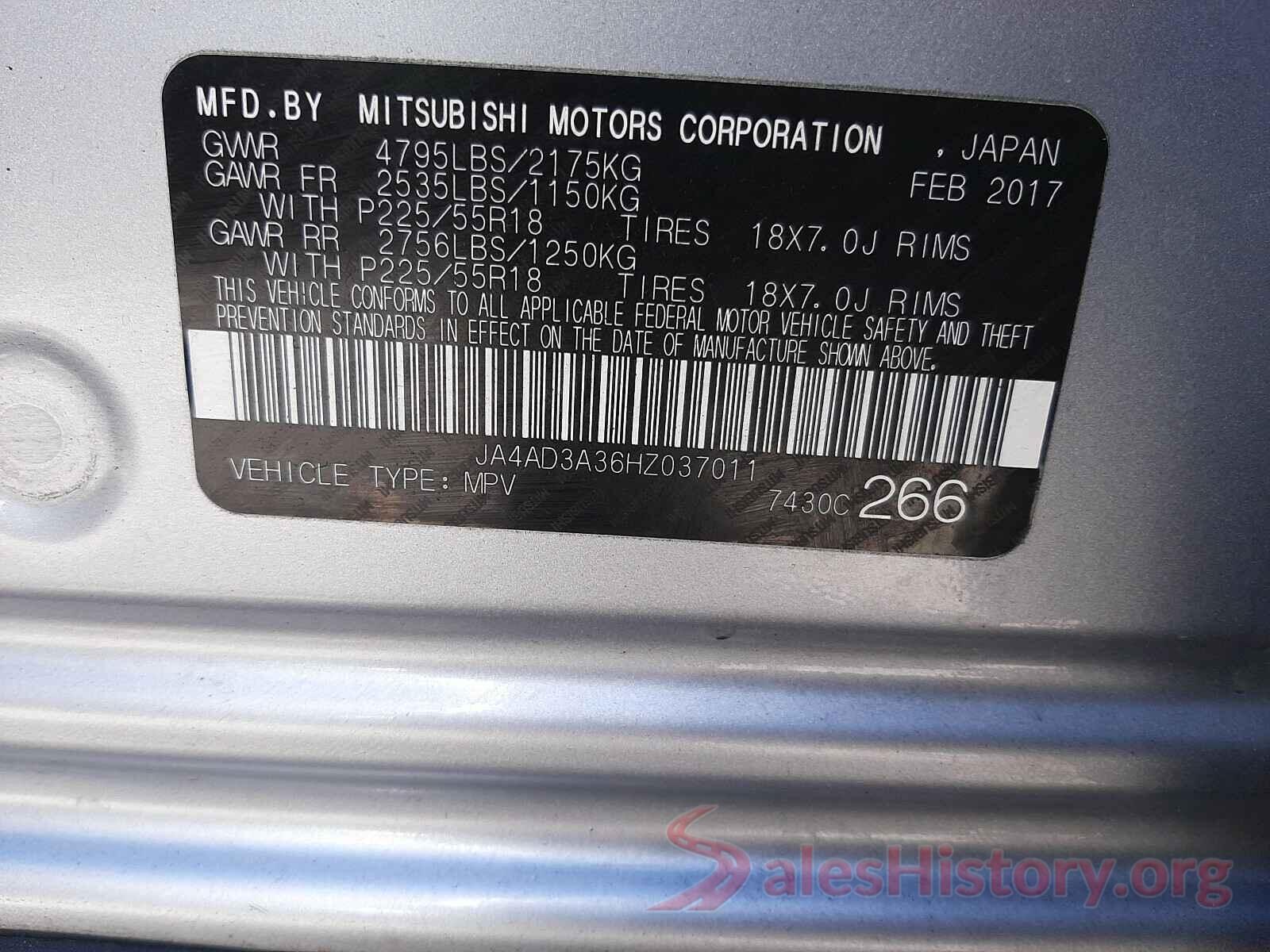 JA4AD3A36HZ037011 2017 MITSUBISHI OUTLANDER