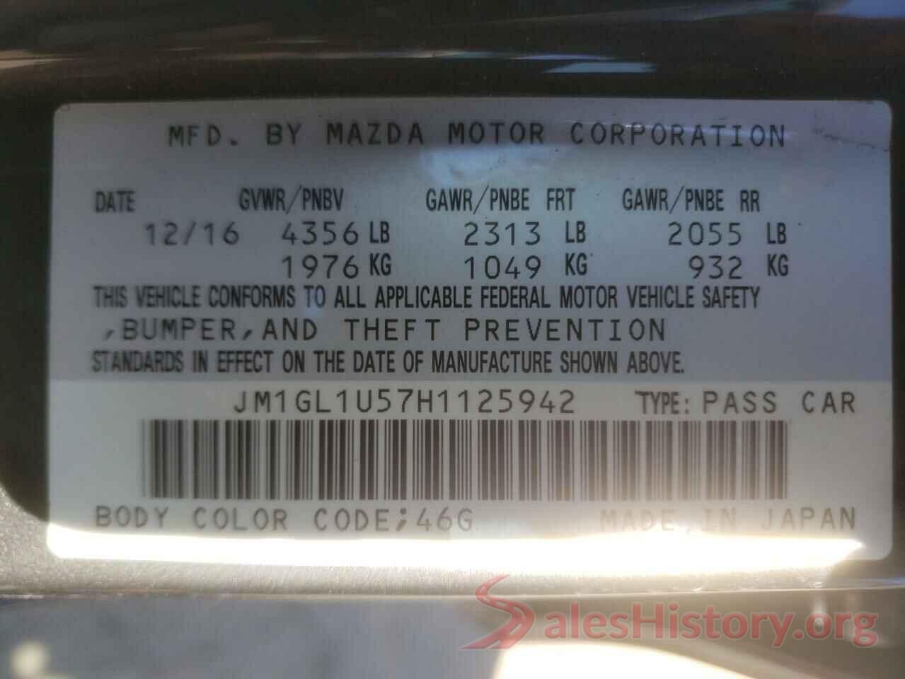 JM1GL1U57H1125942 2017 MAZDA 6