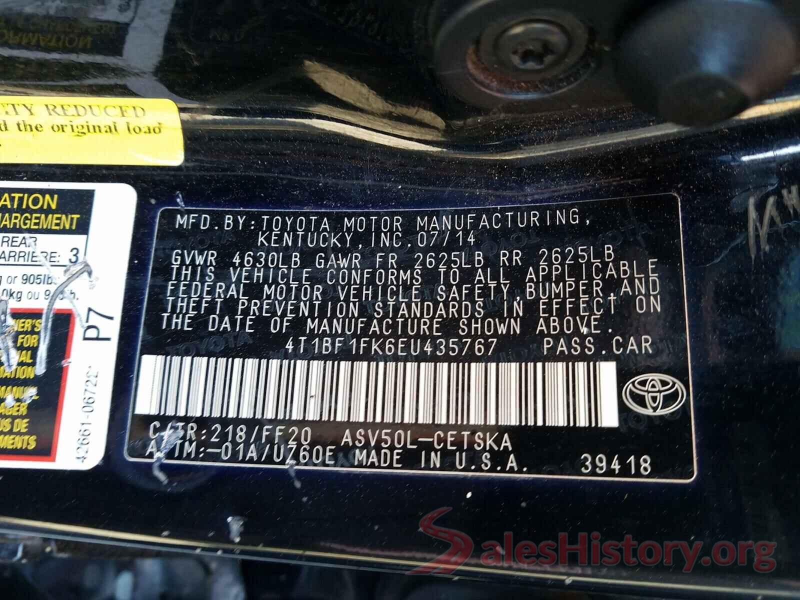 4T1BF1FK6EU435767 2014 TOYOTA CAMRY