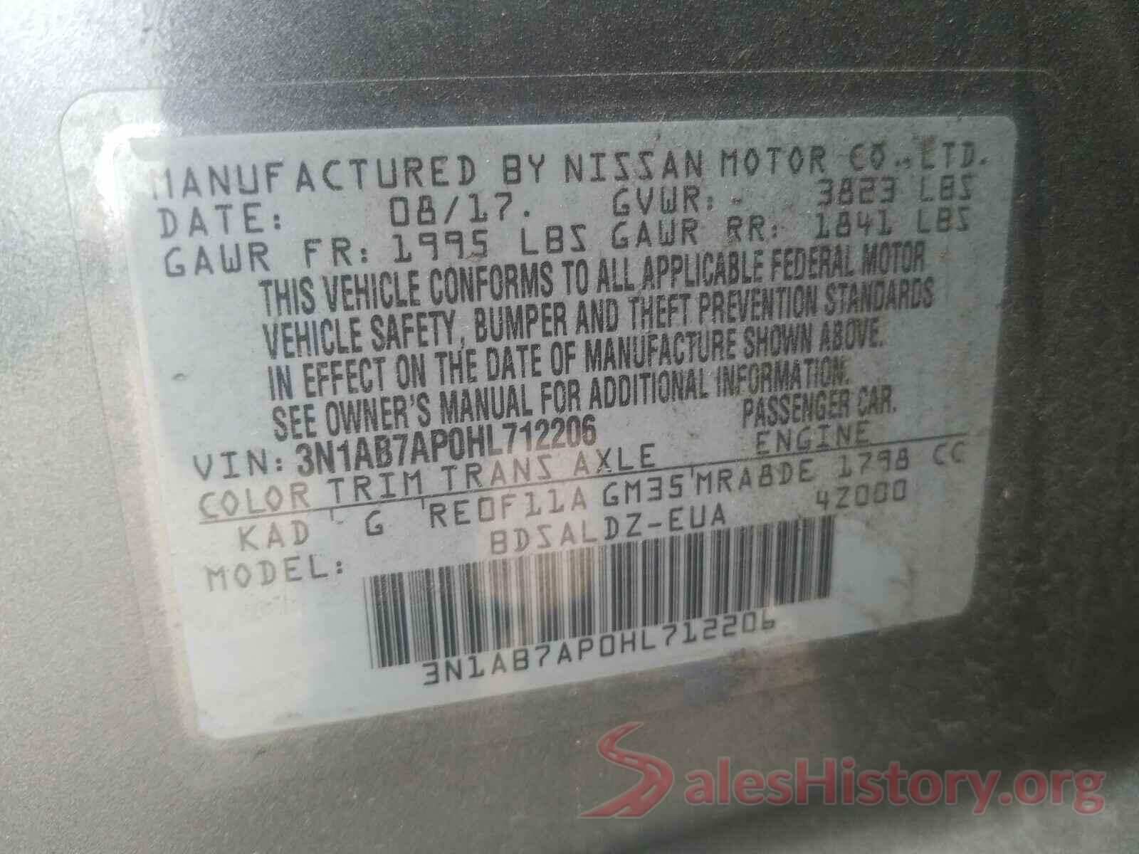 3N1AB7AP0HL712206 2017 NISSAN SENTRA