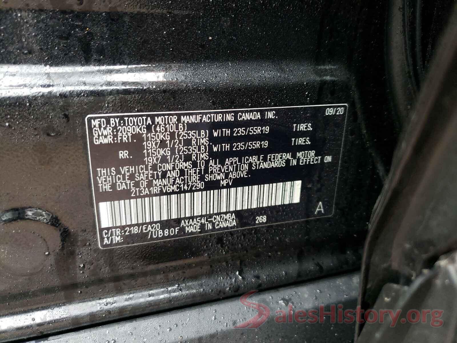 2T3A1RFV6MC147290 2021 TOYOTA RAV4