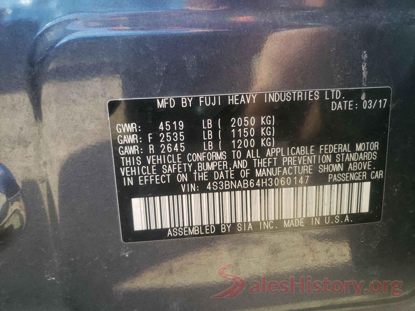 4S3BNAB64H3060147 2017 SUBARU LEGACY