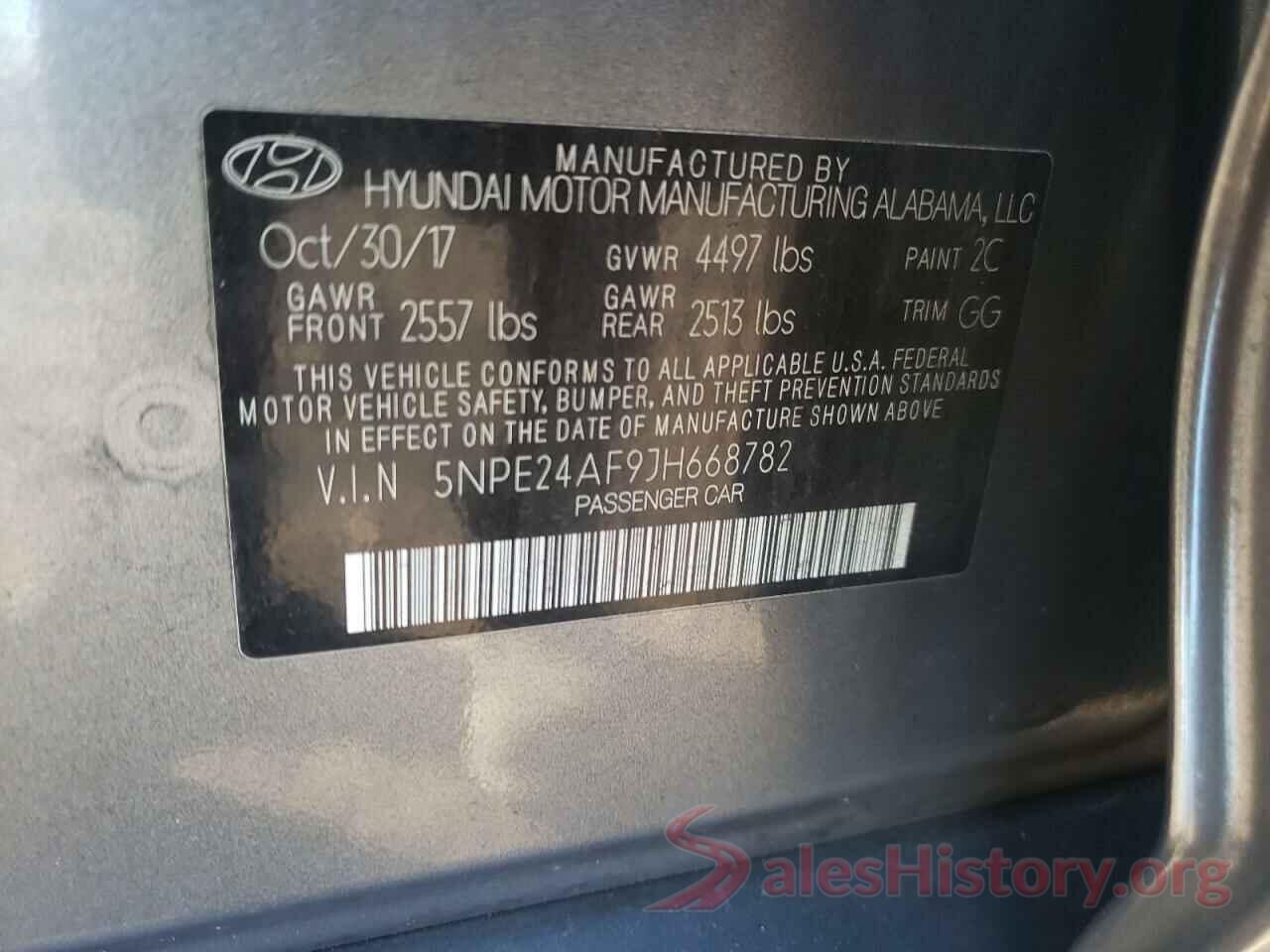 5NPE24AF9JH668782 2018 HYUNDAI SONATA