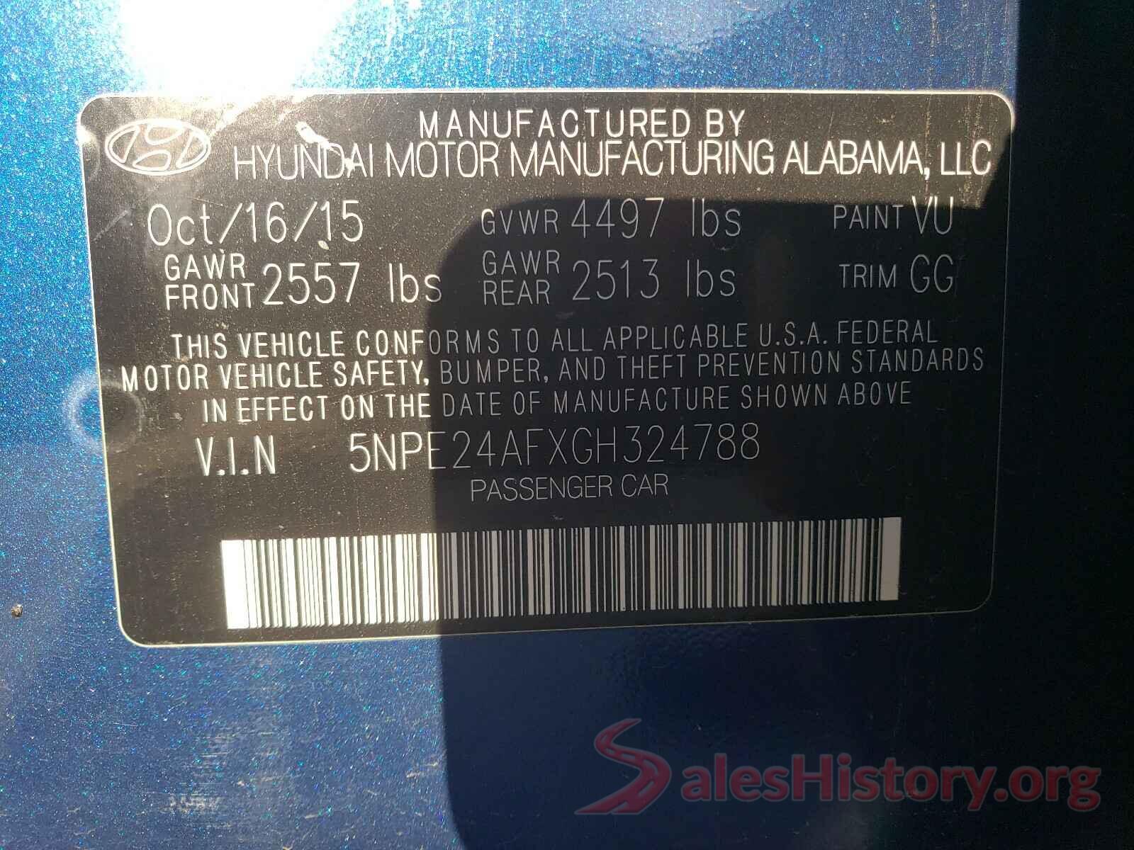 5NPE24AFXGH324788 2016 HYUNDAI SONATA