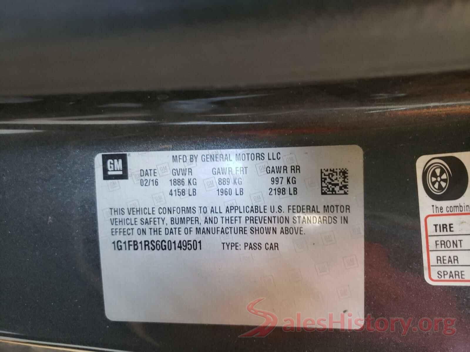 1G1FB1RS6G0149501 2016 CHEVROLET CAMARO