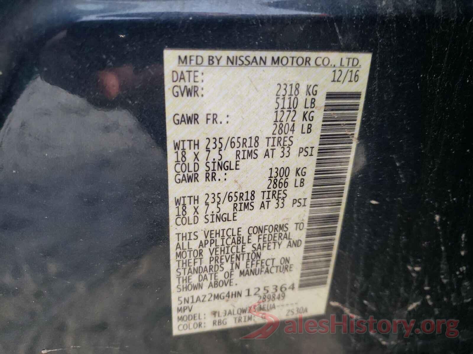 5N1AZ2MG4HN125364 2017 NISSAN MURANO