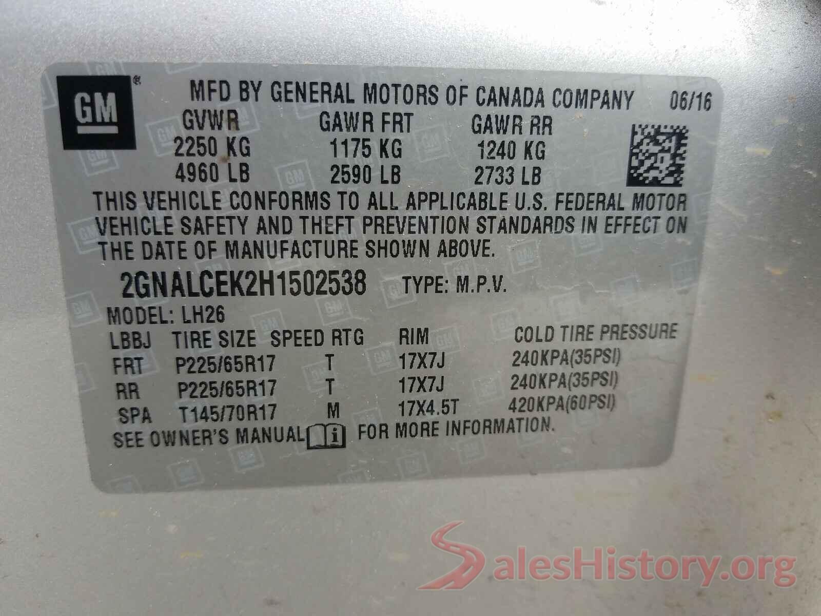 2GNALCEK2H1502538 2017 CHEVROLET EQUINOX