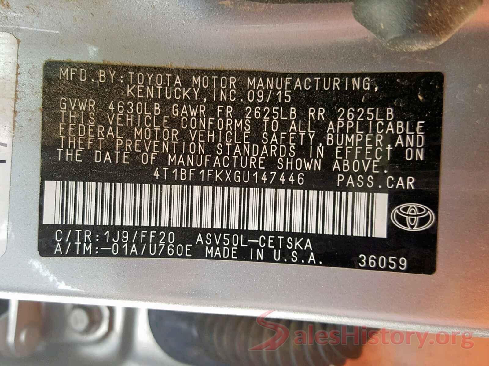 4T1BF1FKXGU147446 2016 TOYOTA CAMRY