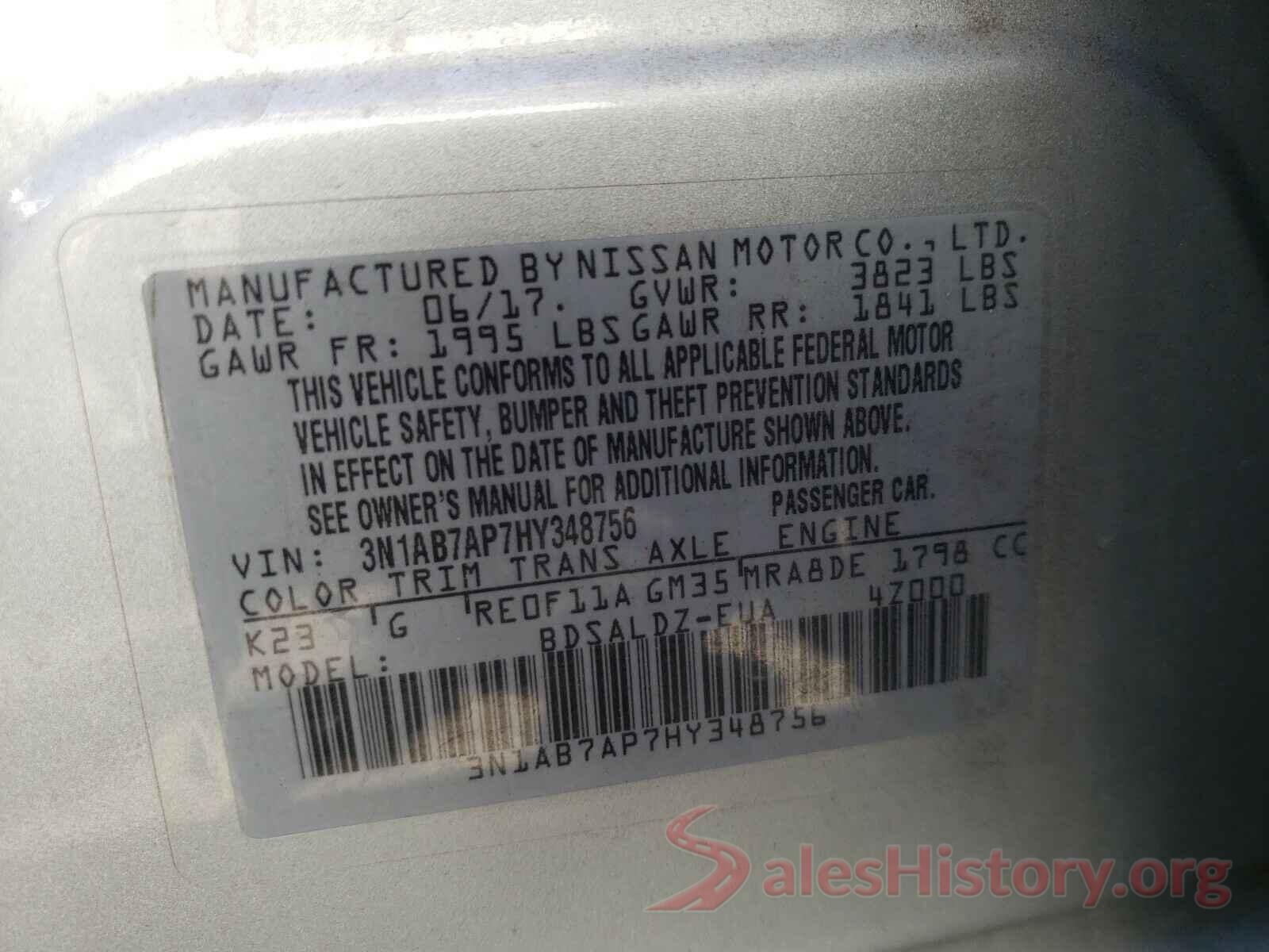 3N1AB7AP7HY348756 2017 NISSAN SENTRA