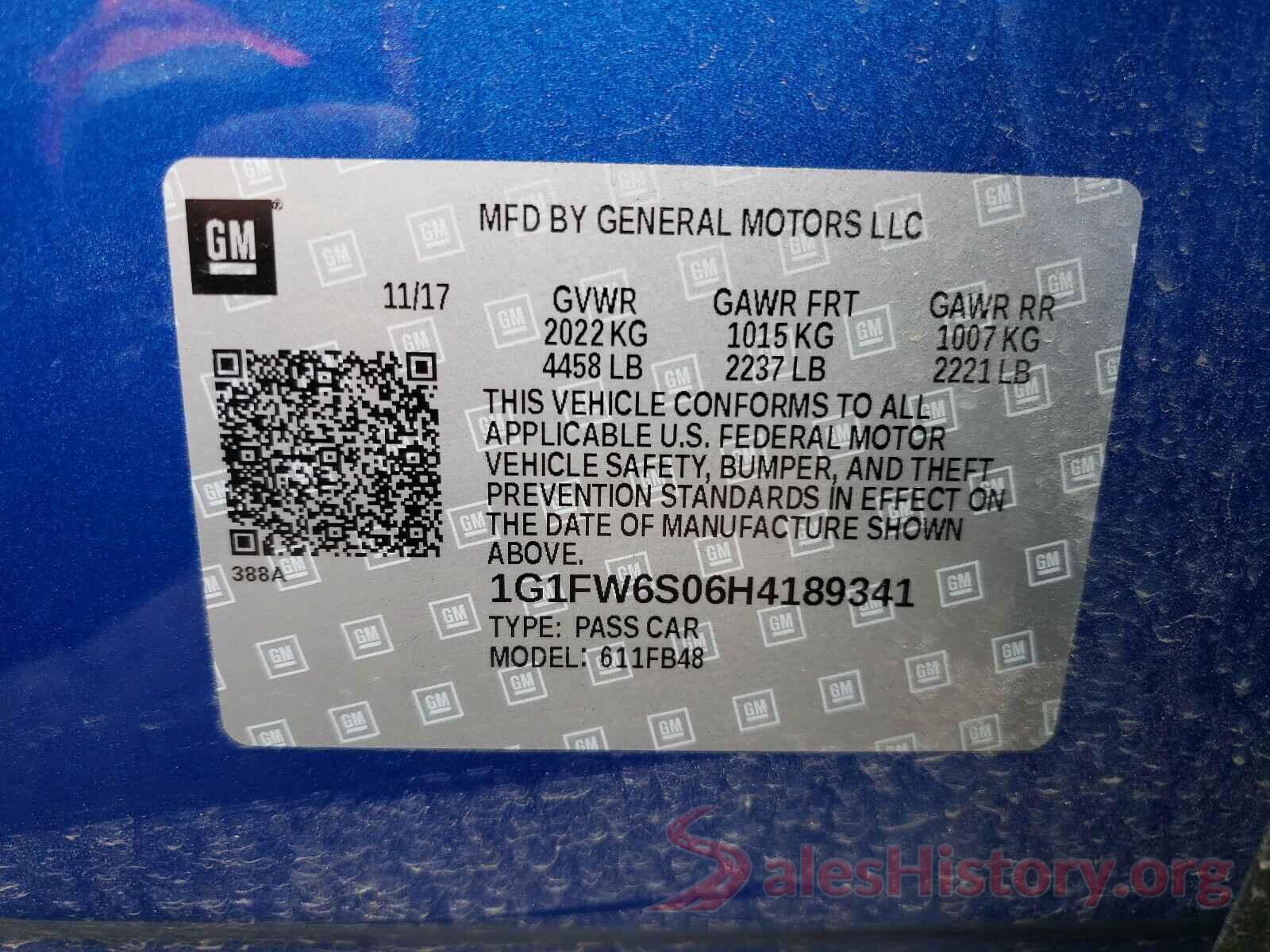 1G1FW6S06H4189341 2017 CHEVROLET BOLT