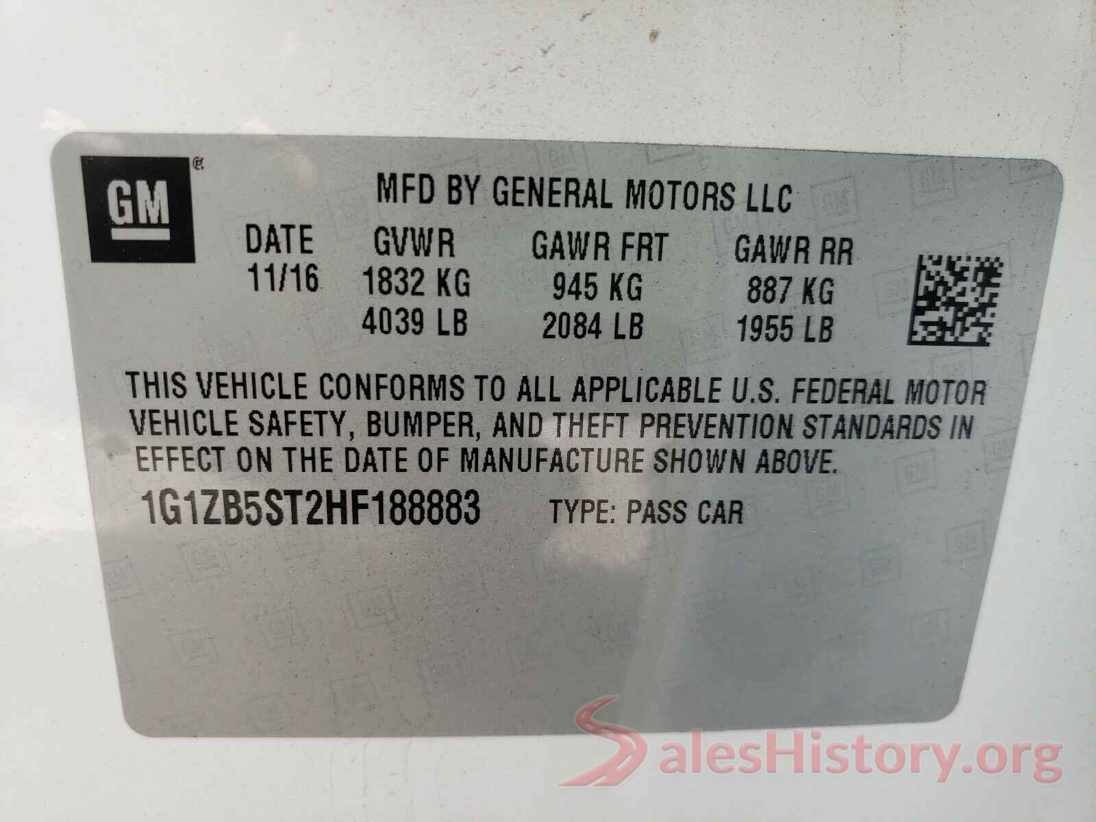 1G1ZB5ST2HF188883 2017 CHEVROLET MALIBU