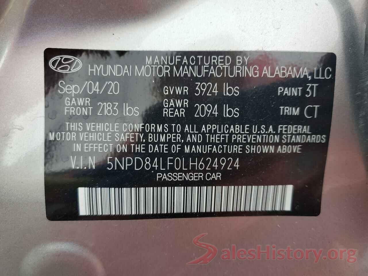 5NPD84LF0LH624924 2020 HYUNDAI ELANTRA