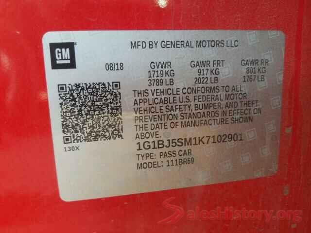 1G1BJ5SM1K7102901 2019 CHEVROLET CRUZE