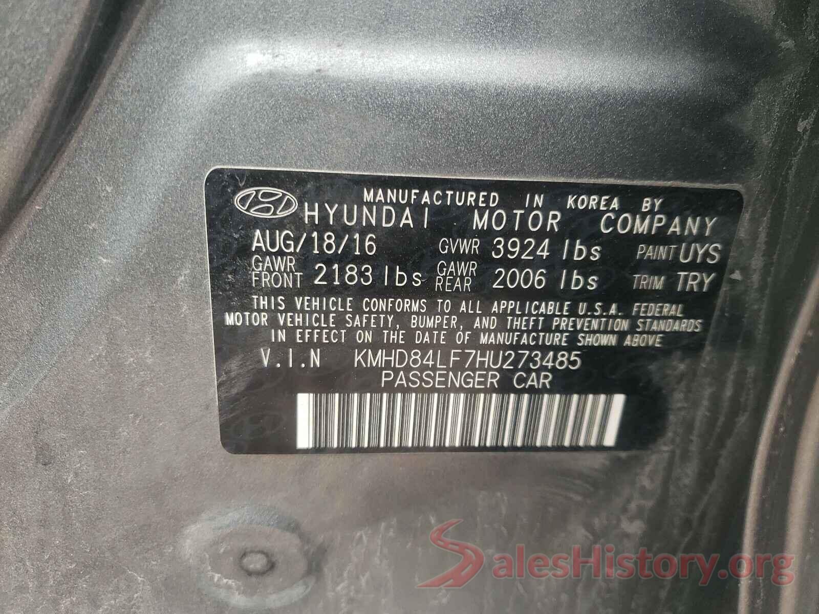 KMHD84LF7HU273485 2017 HYUNDAI ELANTRA