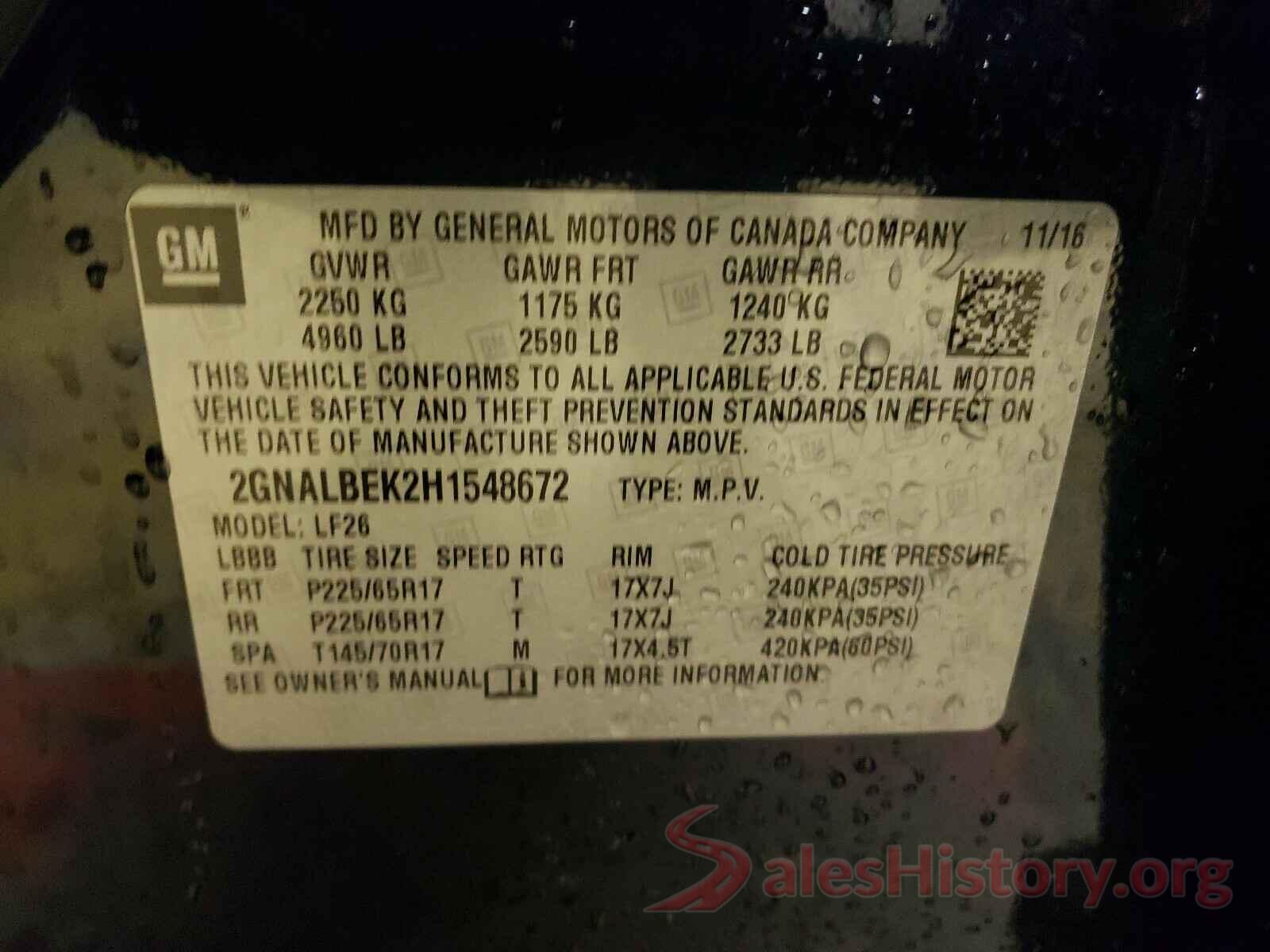 2GNALBEK2H1548672 2017 CHEVROLET EQUINOX