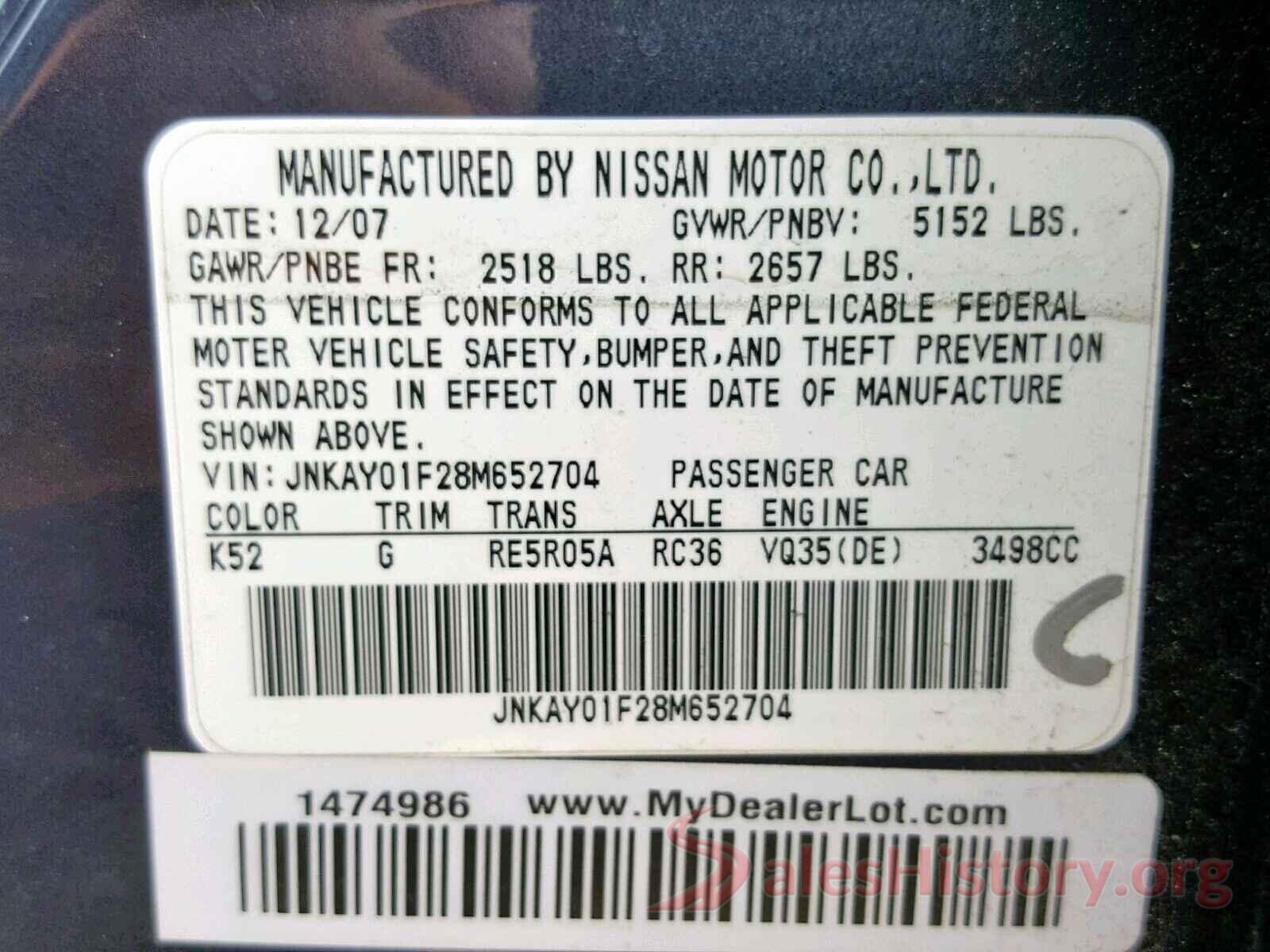 JNKAY01F28M652704 2008 INFINITI M35 BASE