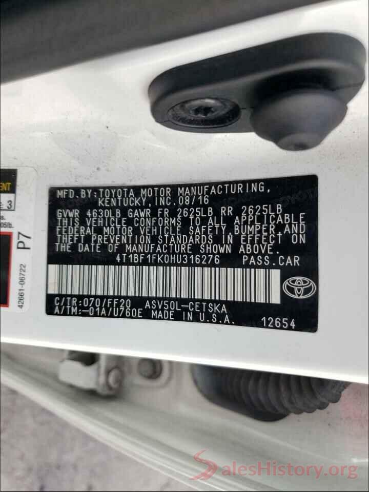 4T1BF1FK0HU316276 2017 TOYOTA CAMRY