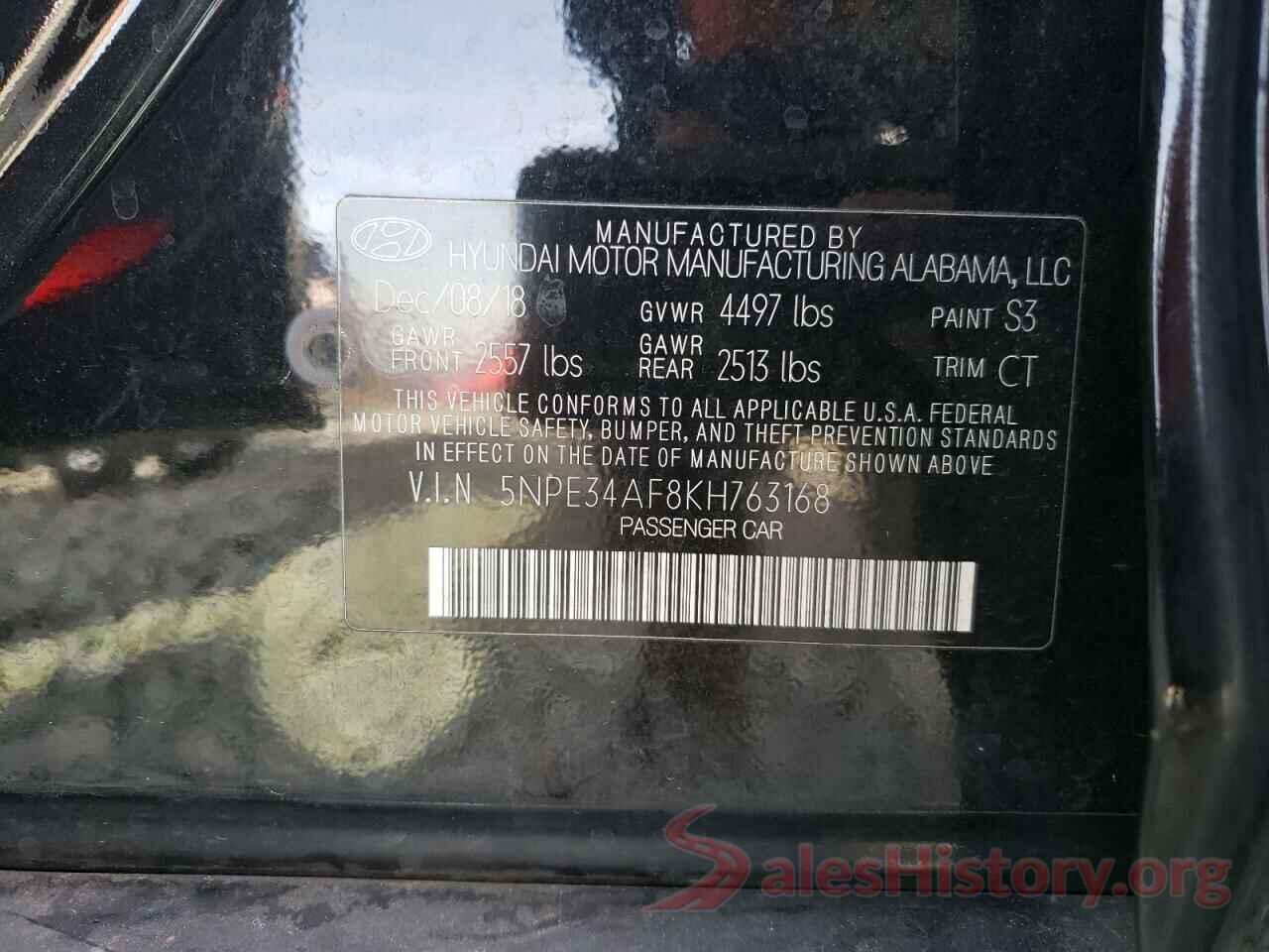 5NPE34AF8KH763168 2019 HYUNDAI SONATA