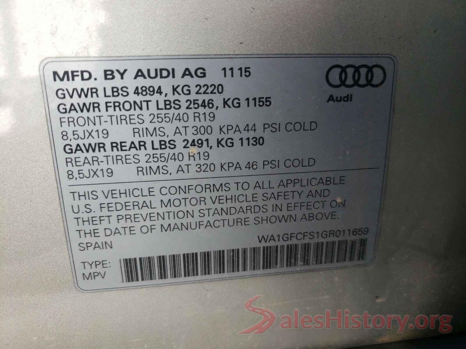 WA1GFCFS1GR011659 2016 AUDI Q3