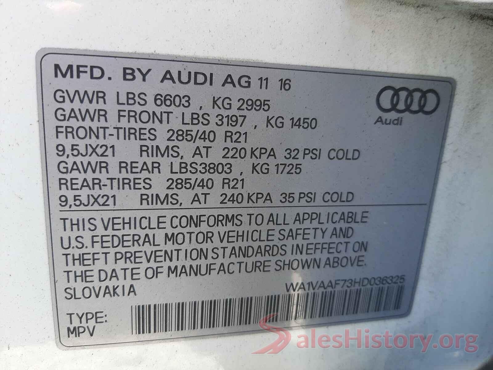 WA1VAAF73HD036325 2017 AUDI Q7