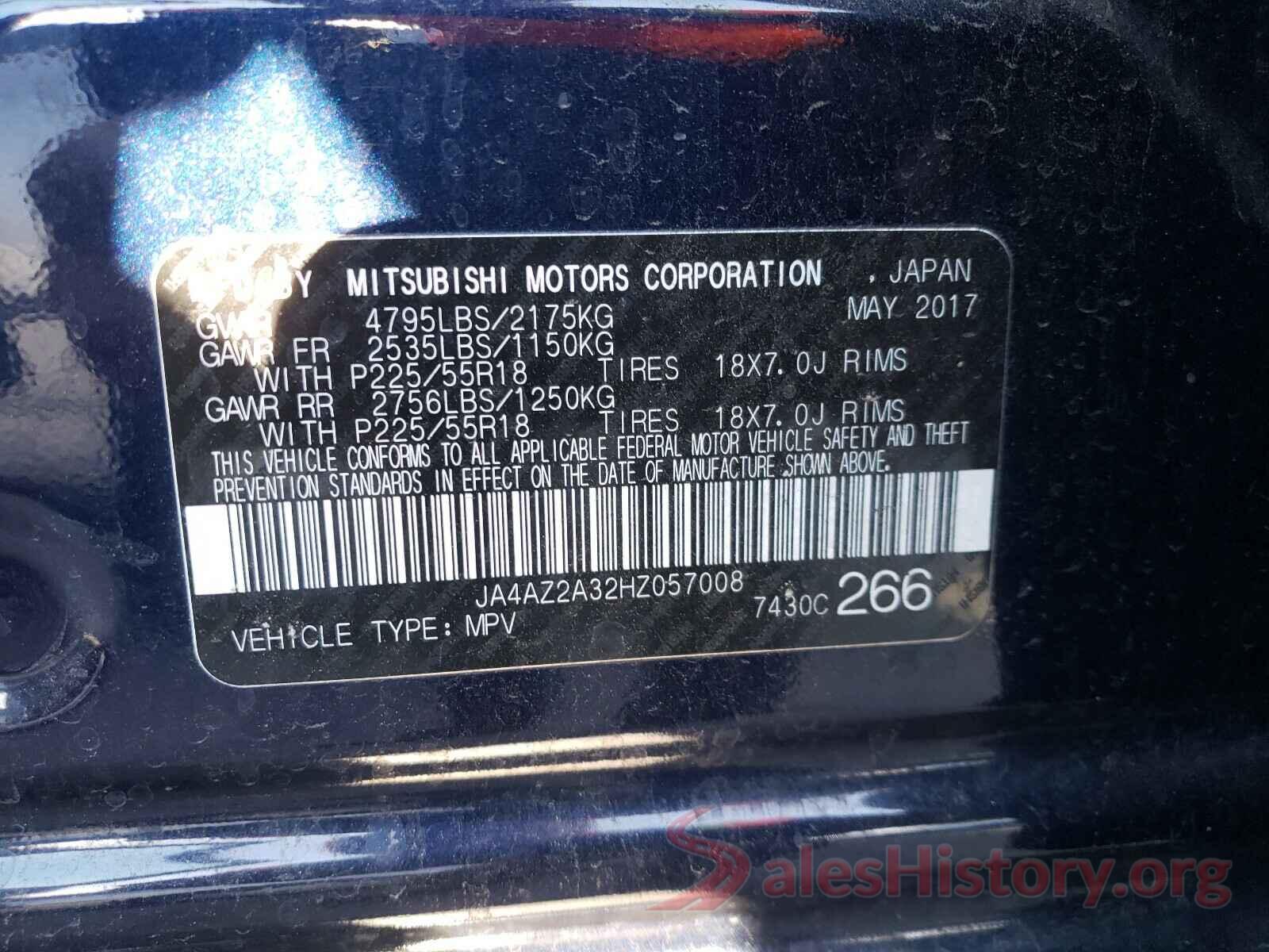 JA4AZ2A32HZ057008 2017 MITSUBISHI OUTLANDER