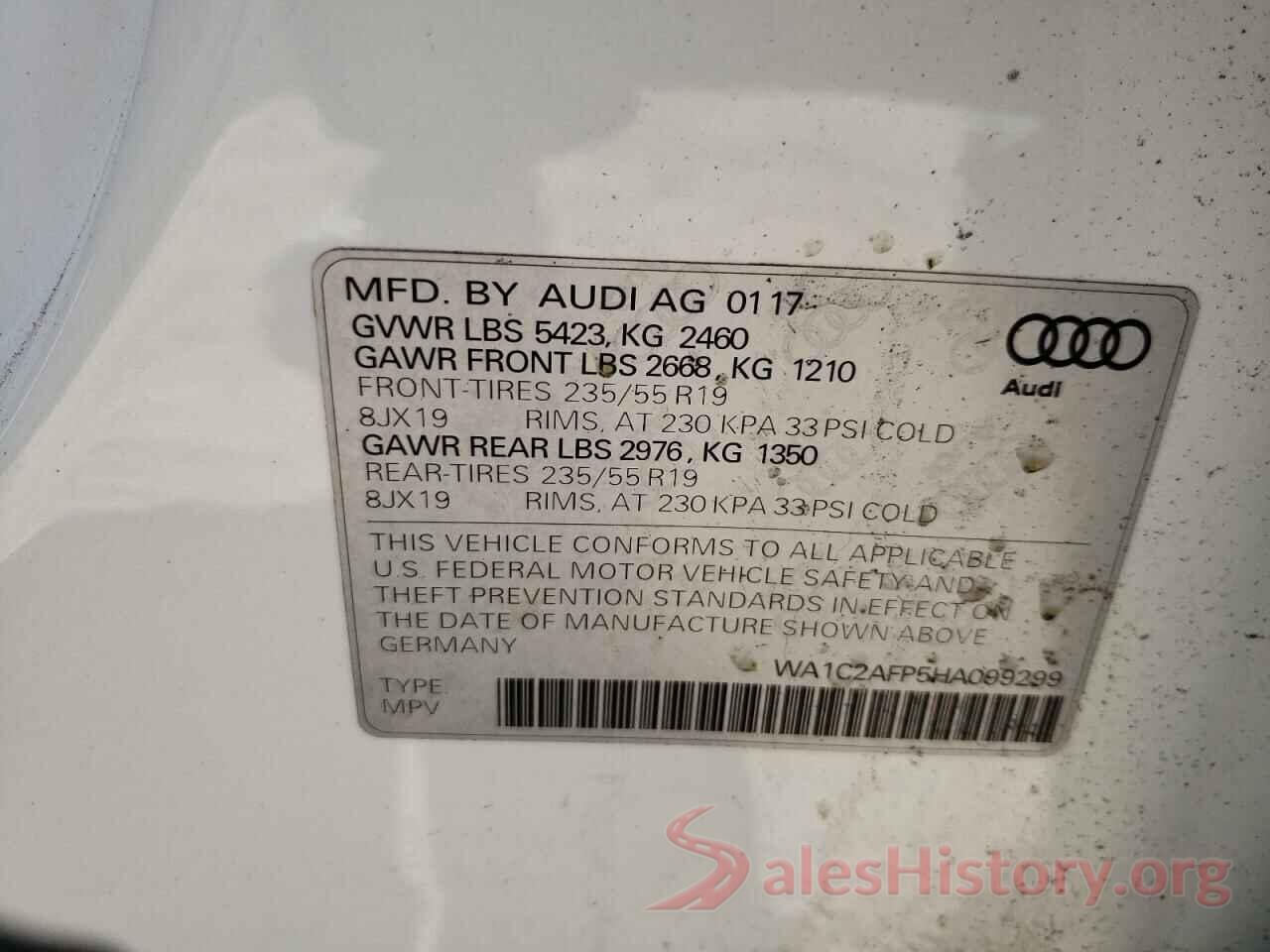 WA1C2AFP5HA099299 2017 AUDI Q5