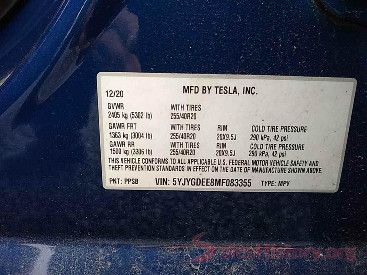 5YJYGDEE8MF083355 2021 TESLA MODEL Y