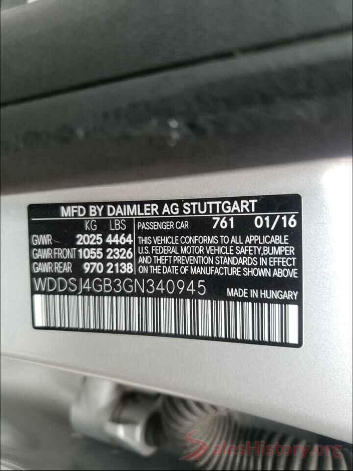 WDDSJ4GB3GN340945 2016 MERCEDES-BENZ C CLASS