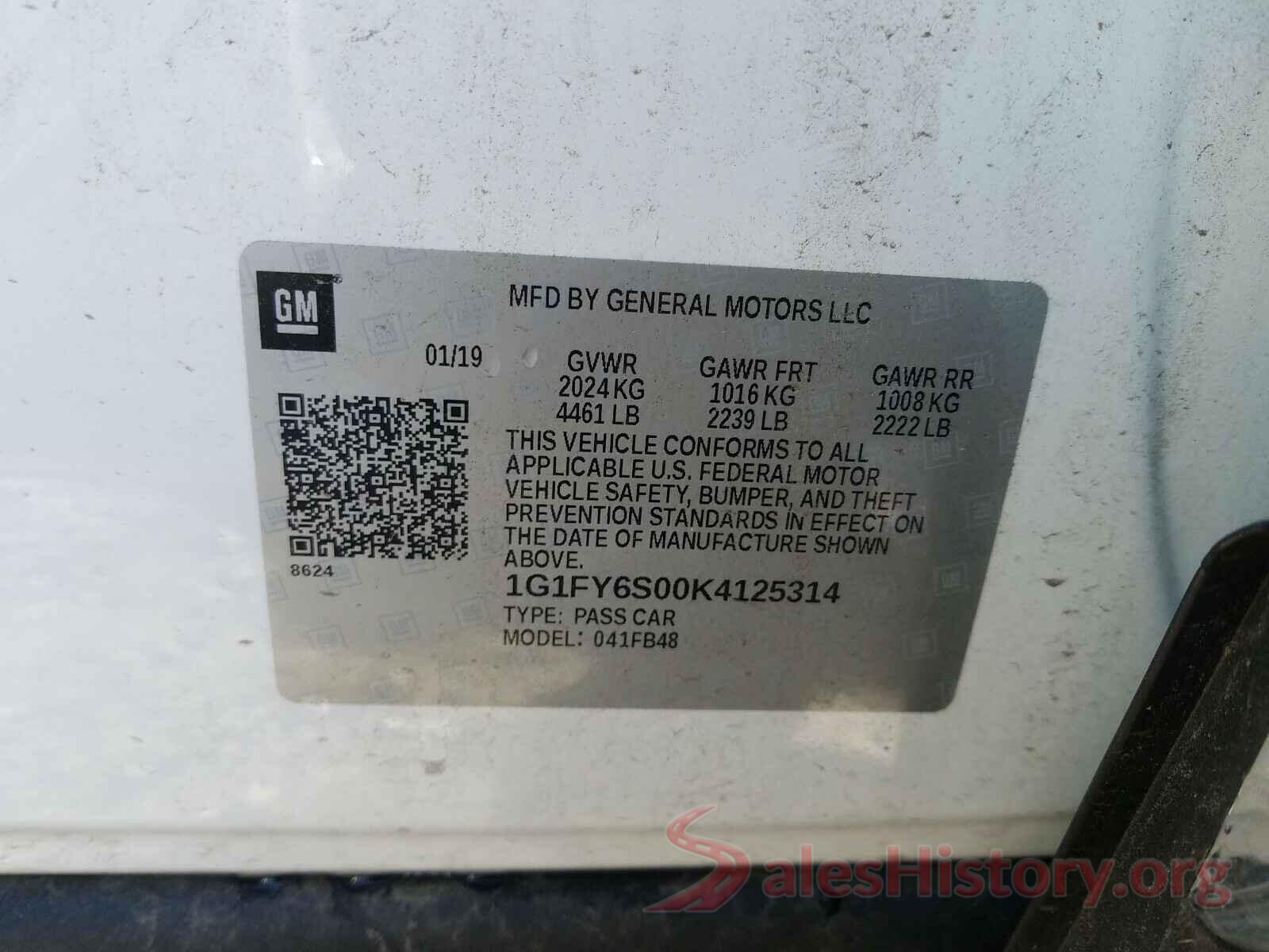 1G1FY6S00K4125314 2019 CHEVROLET BOLT