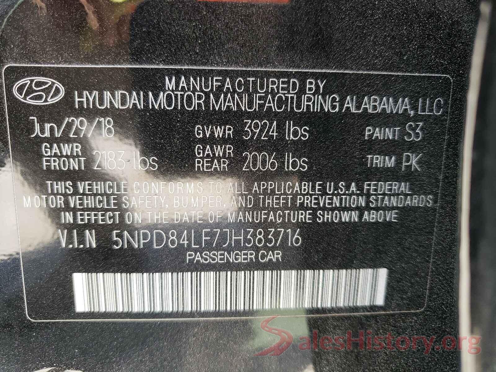 5NPD84LF7JH383716 2018 HYUNDAI ELANTRA