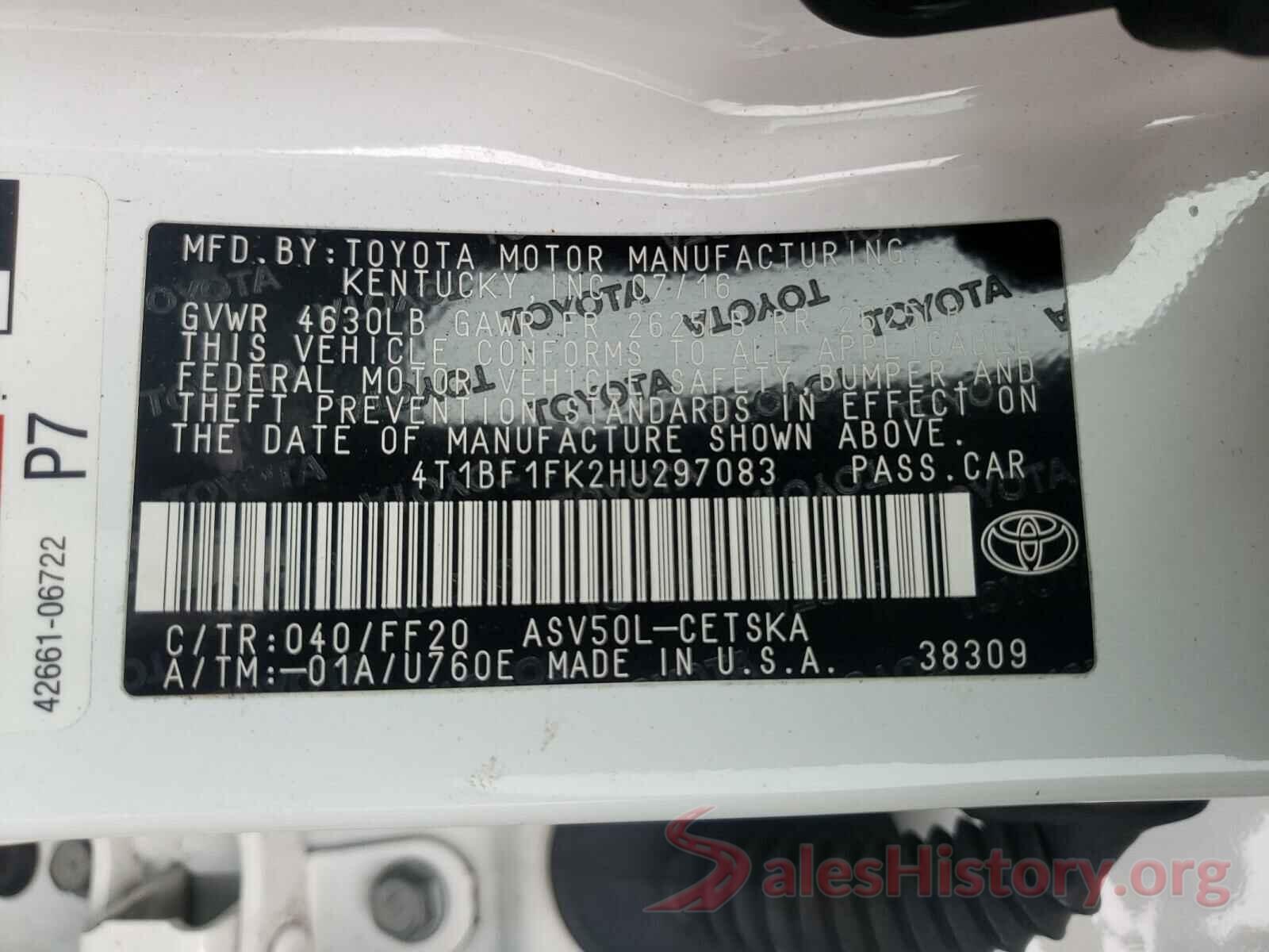 4T1BF1FK2HU297083 2017 TOYOTA CAMRY