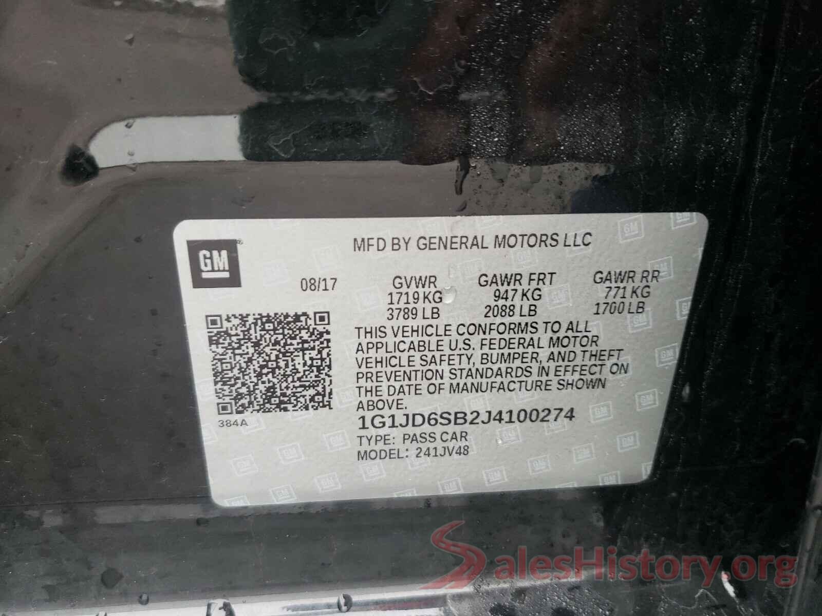 1G1JD6SB2J4100274 2018 CHEVROLET SONIC