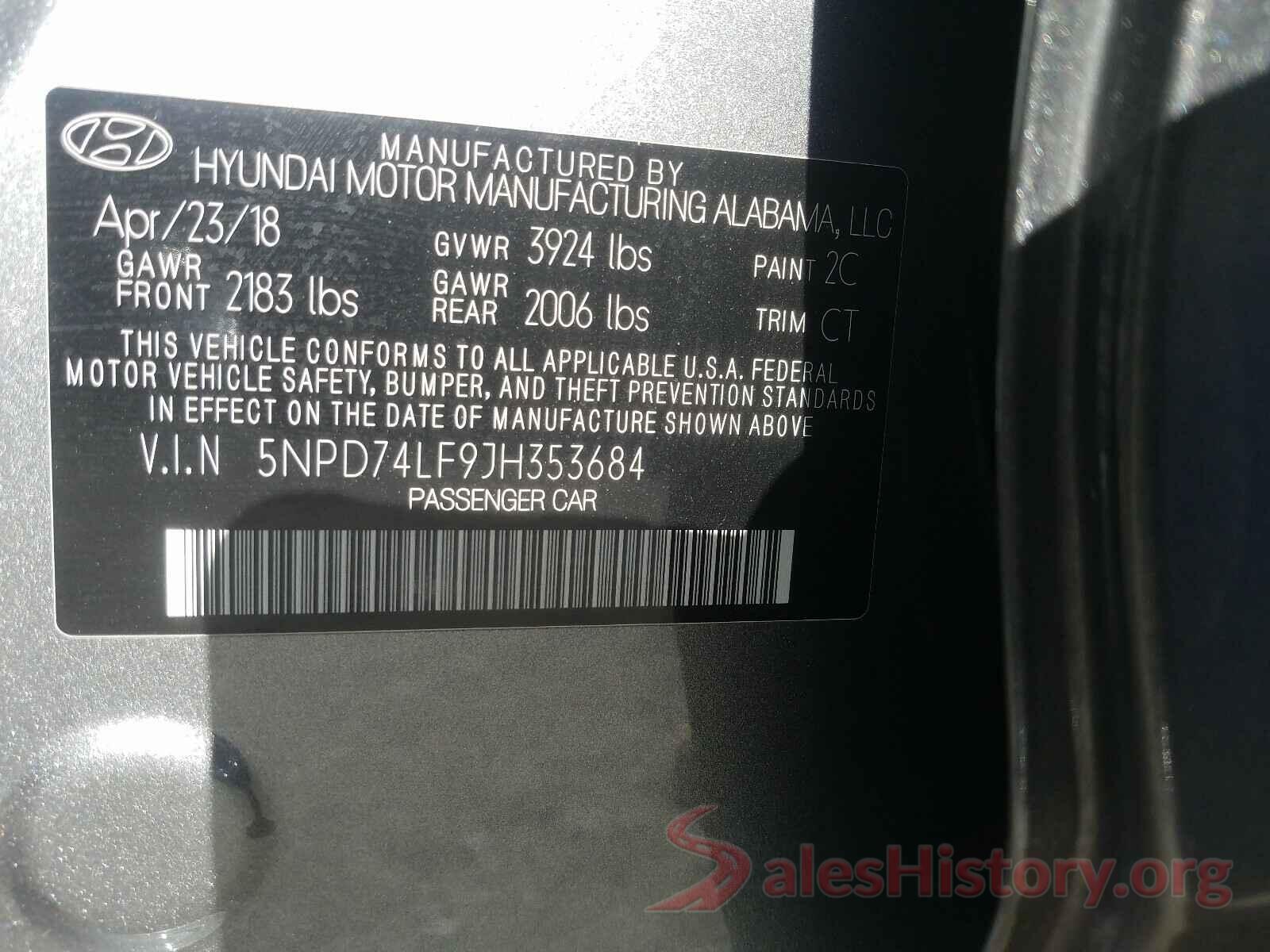 5NPD74LF9JH353684 2018 HYUNDAI ELANTRA