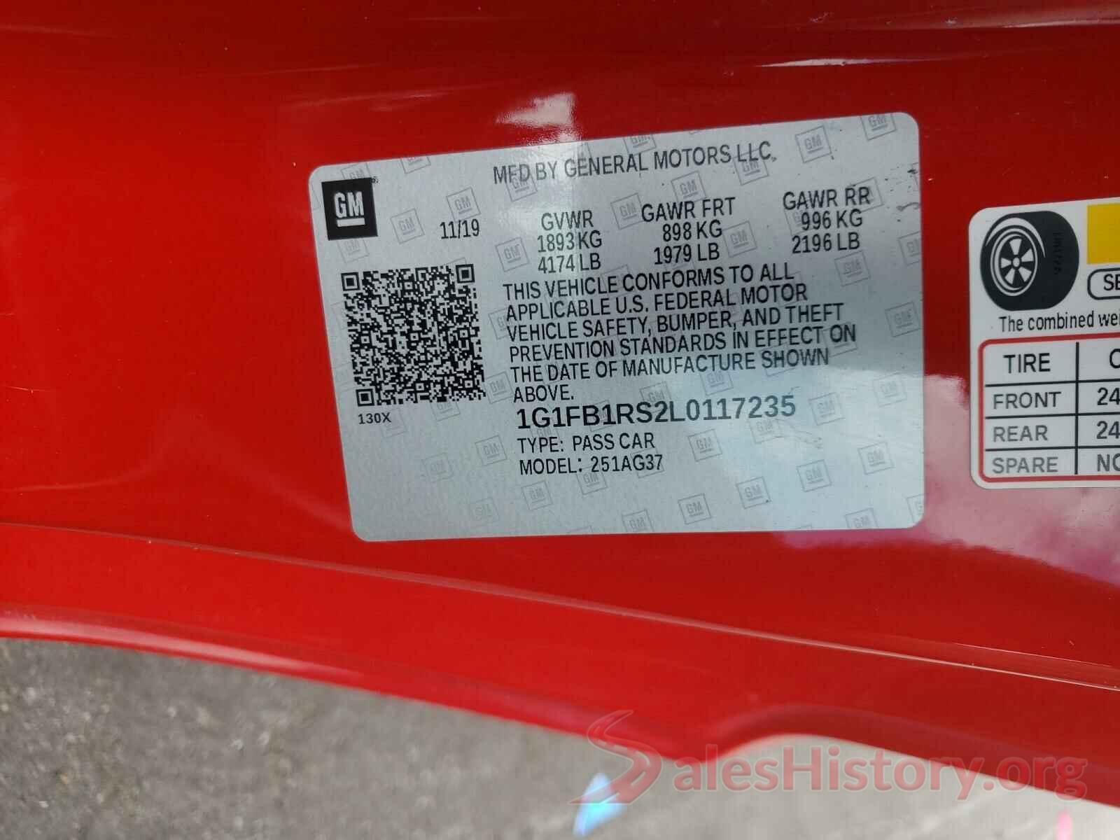 1G1FB1RS2L0117235 2020 CHEVROLET CAMARO