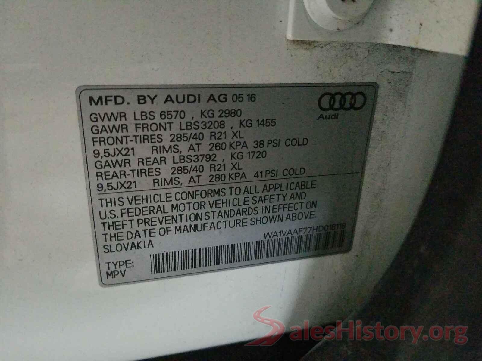 WA1VAAF77HD018118 2017 AUDI Q7