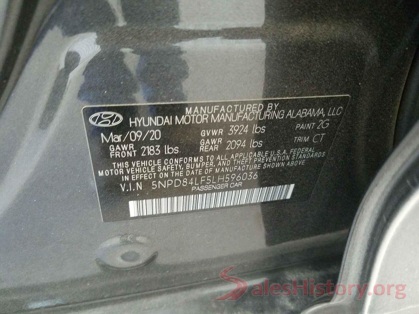 5NPD84LF5LH596036 2020 HYUNDAI ELANTRA