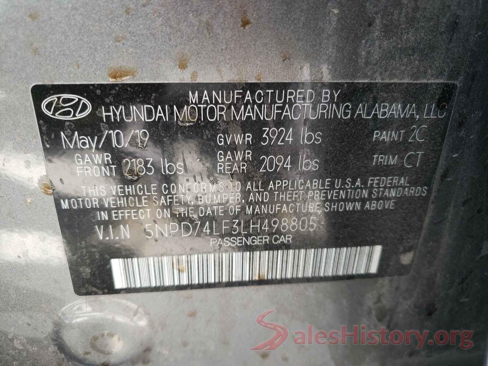 5NPD74LF3LH498805 2020 HYUNDAI ELANTRA