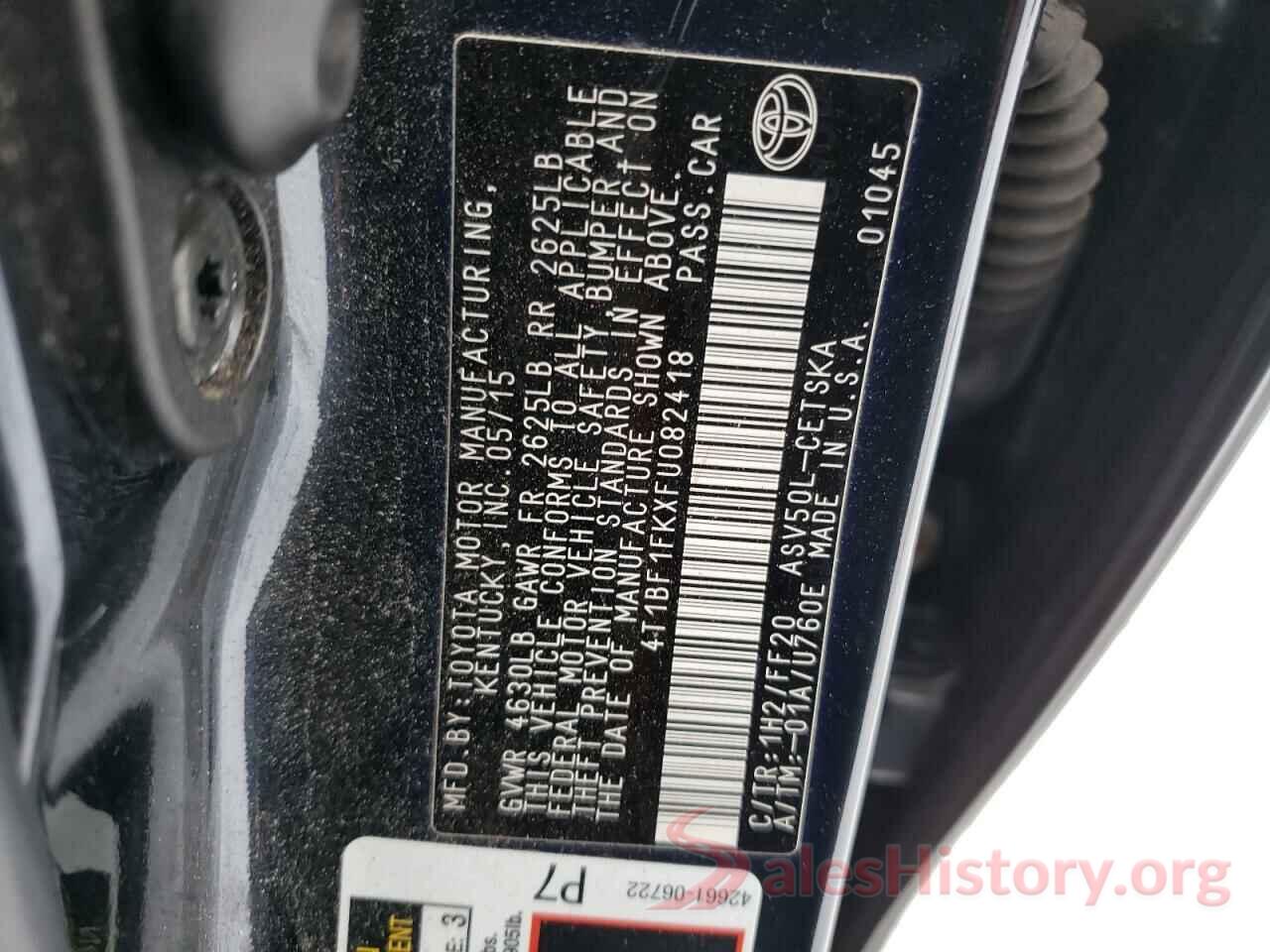 4T1BF1FKXFU082418 2015 TOYOTA CAMRY