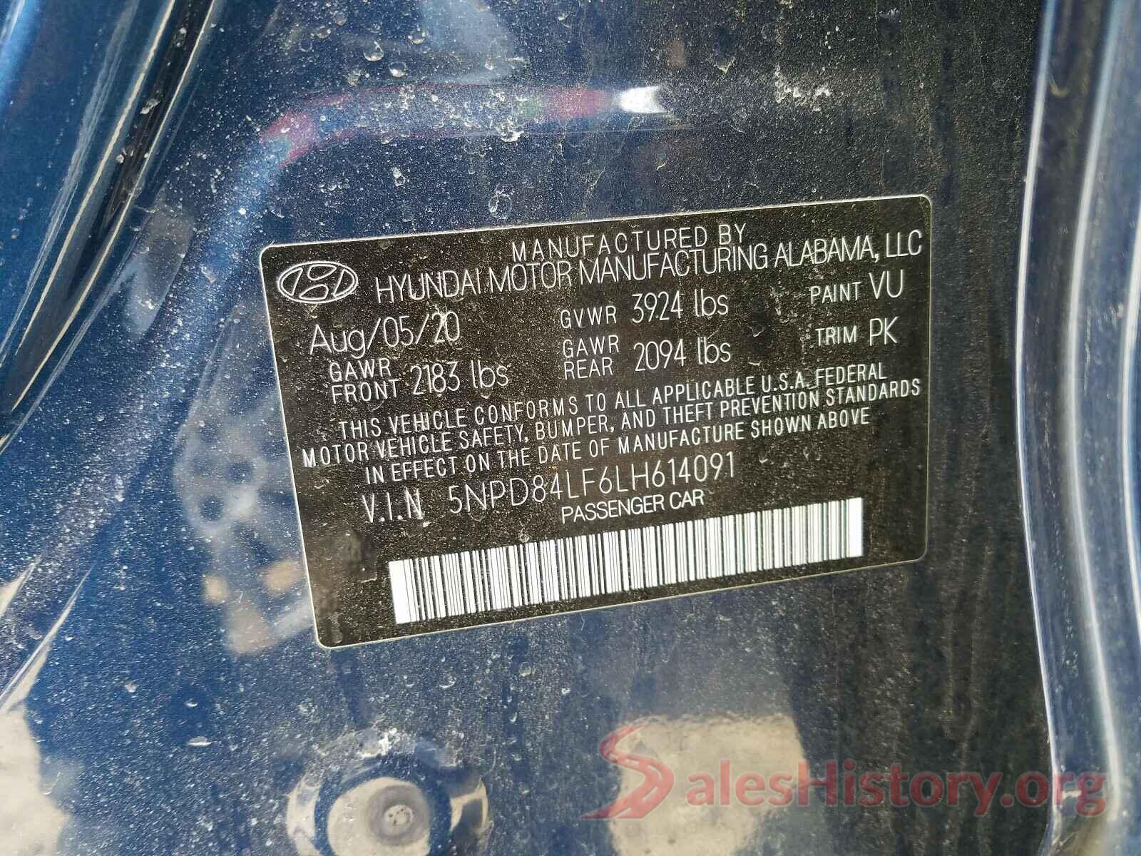 5NPD84LF6LH614091 2020 HYUNDAI ELANTRA