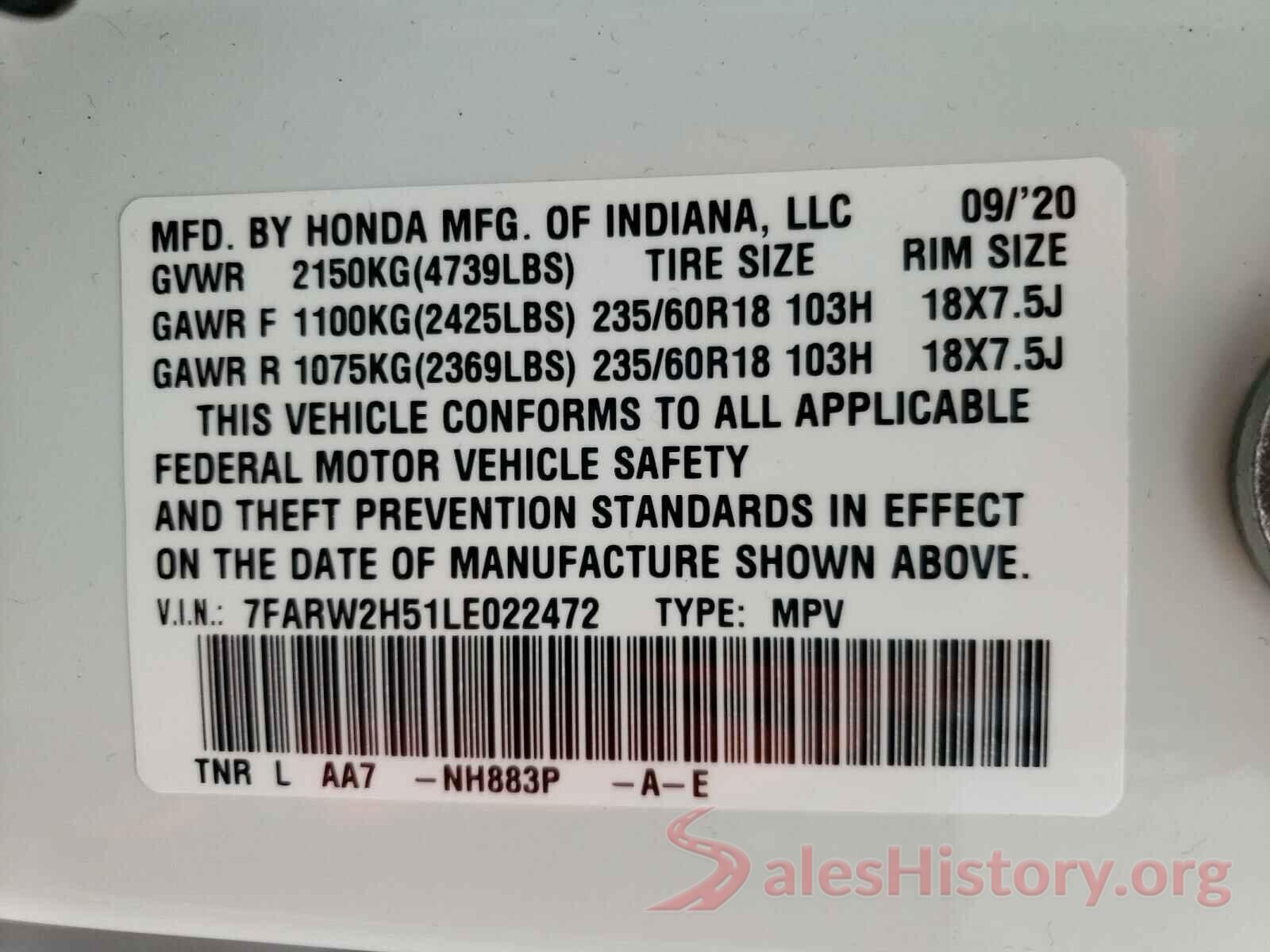 7FARW2H51LE022472 2020 HONDA CRV