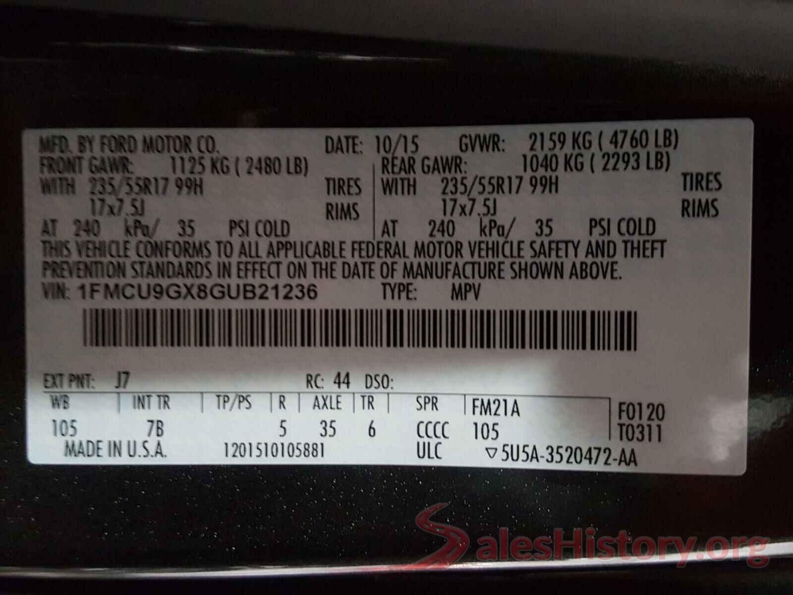 1FMCU9GX8GUB21236 2016 FORD ESCAPE