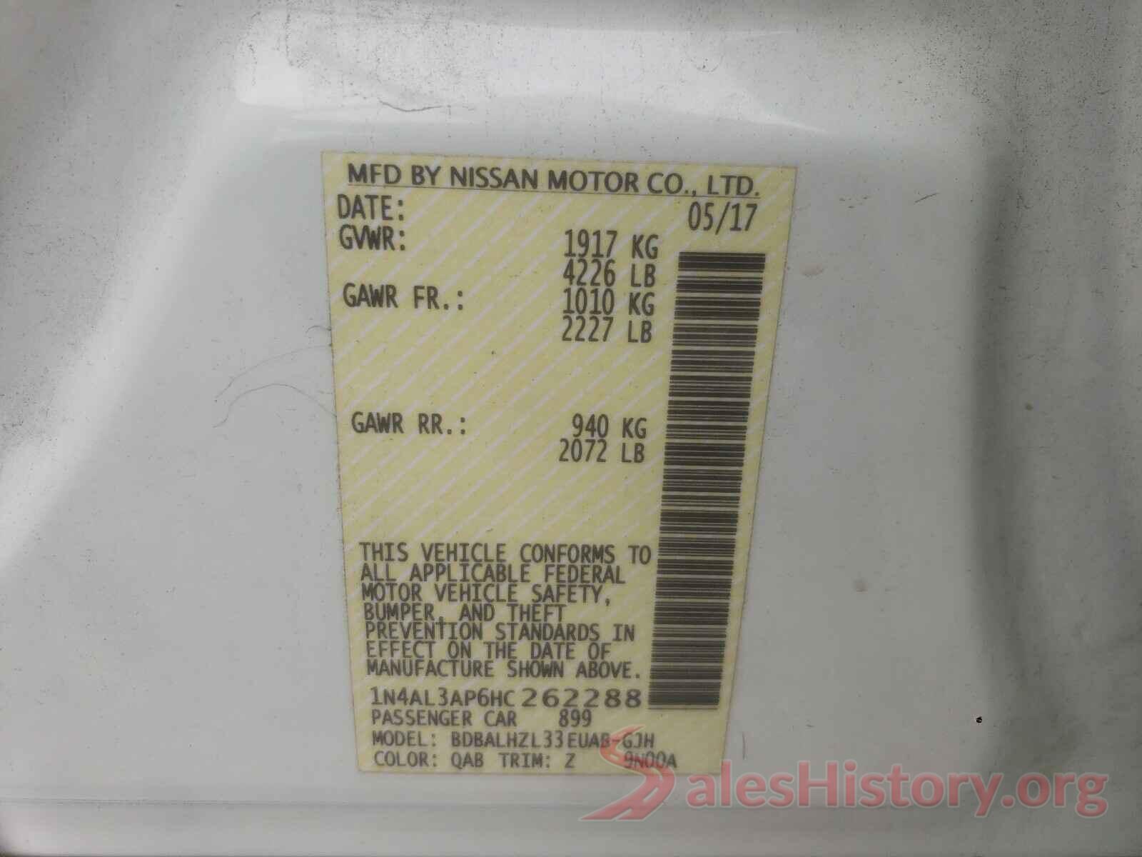 1N4AL3AP6HC262288 2017 NISSAN ALTIMA