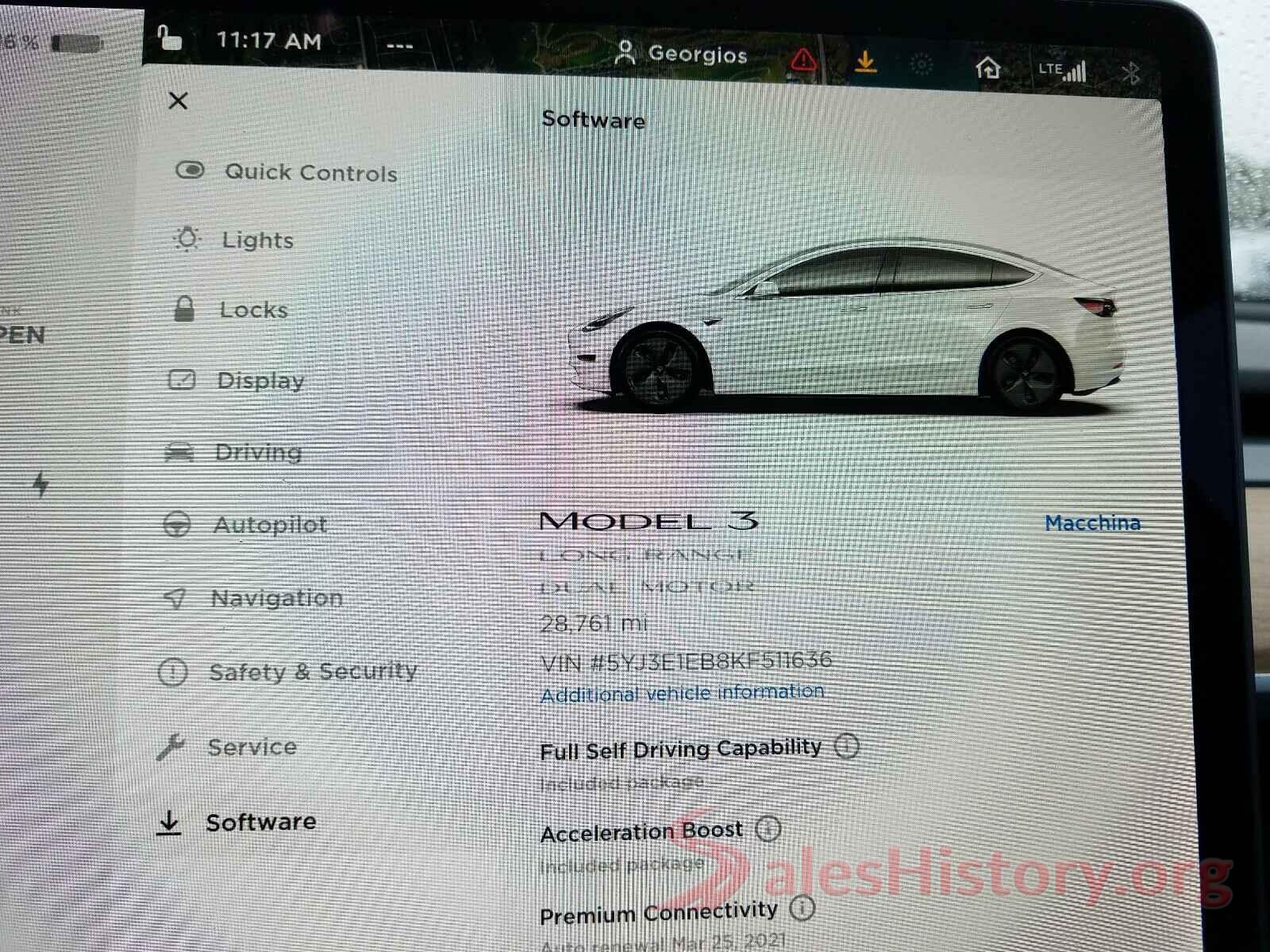 5YJ3E1EB8KF511636 2019 TESLA MODEL 3