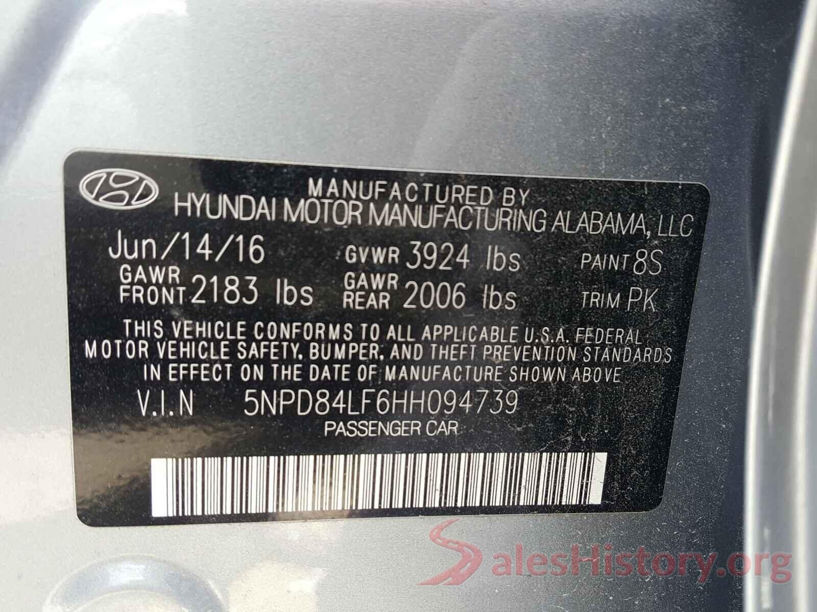 5NPD84LF6HH094739 2017 HYUNDAI ELANTRA