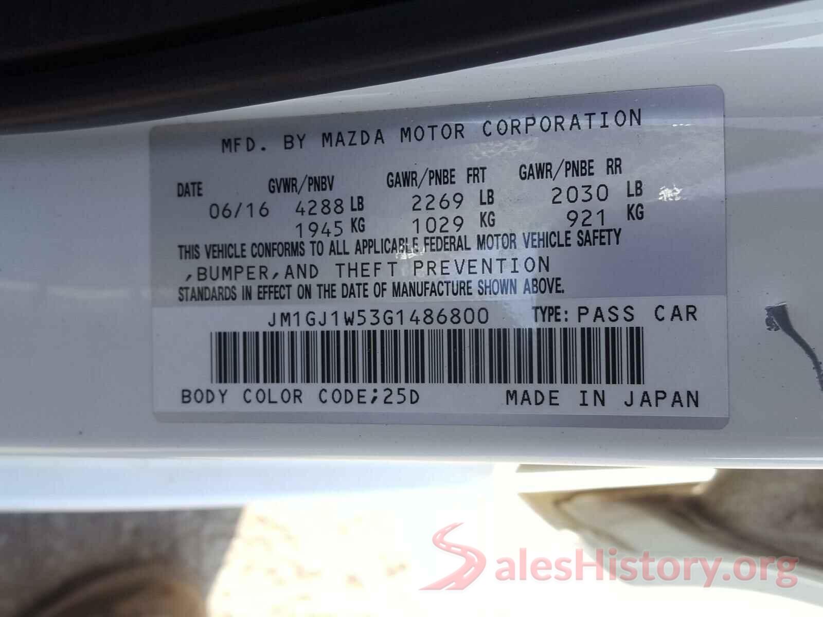 JM1GJ1W53G1486800 2016 MAZDA 6