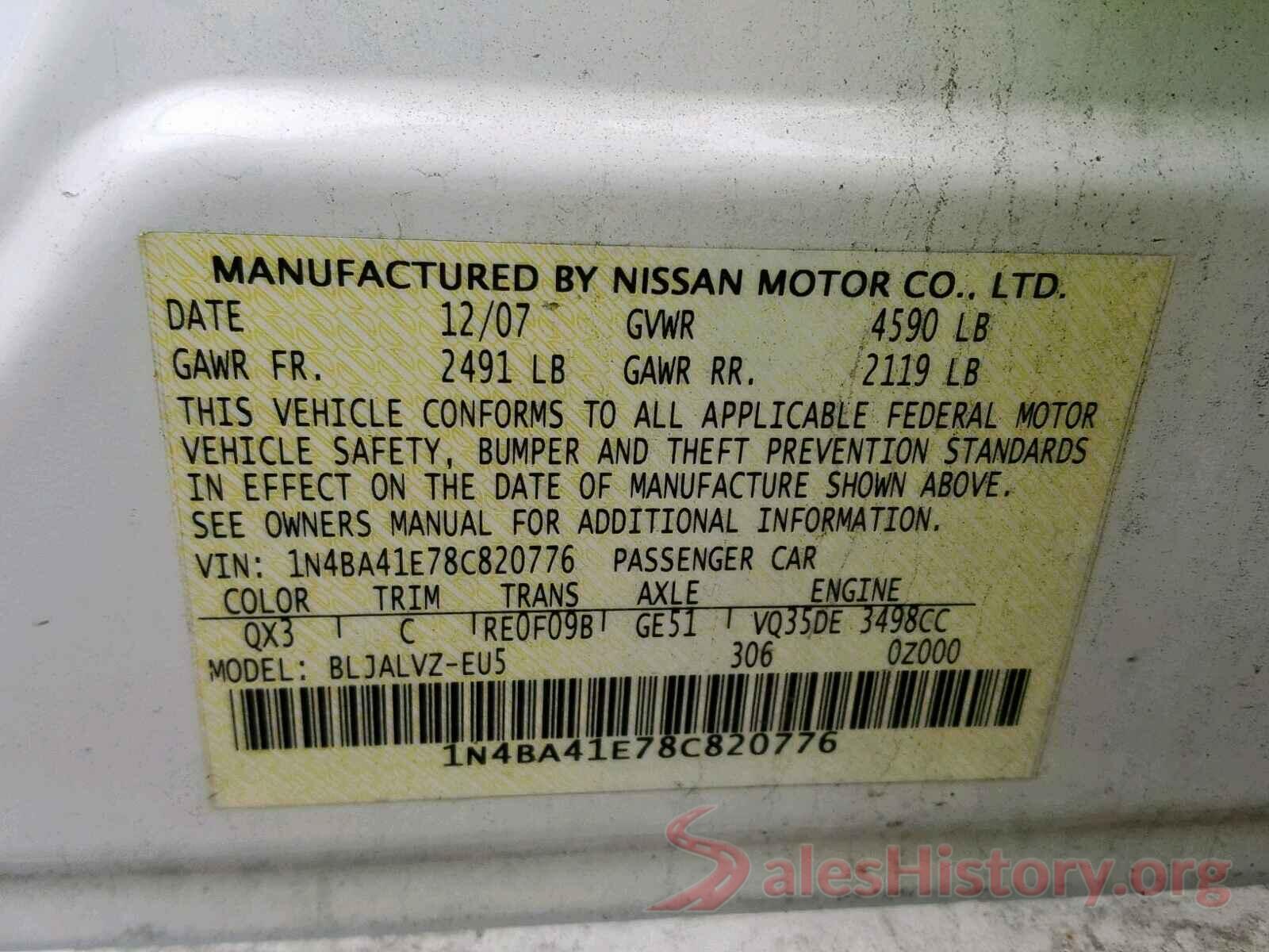 1N4BA41E78C820776 2008 NISSAN MAXIMA